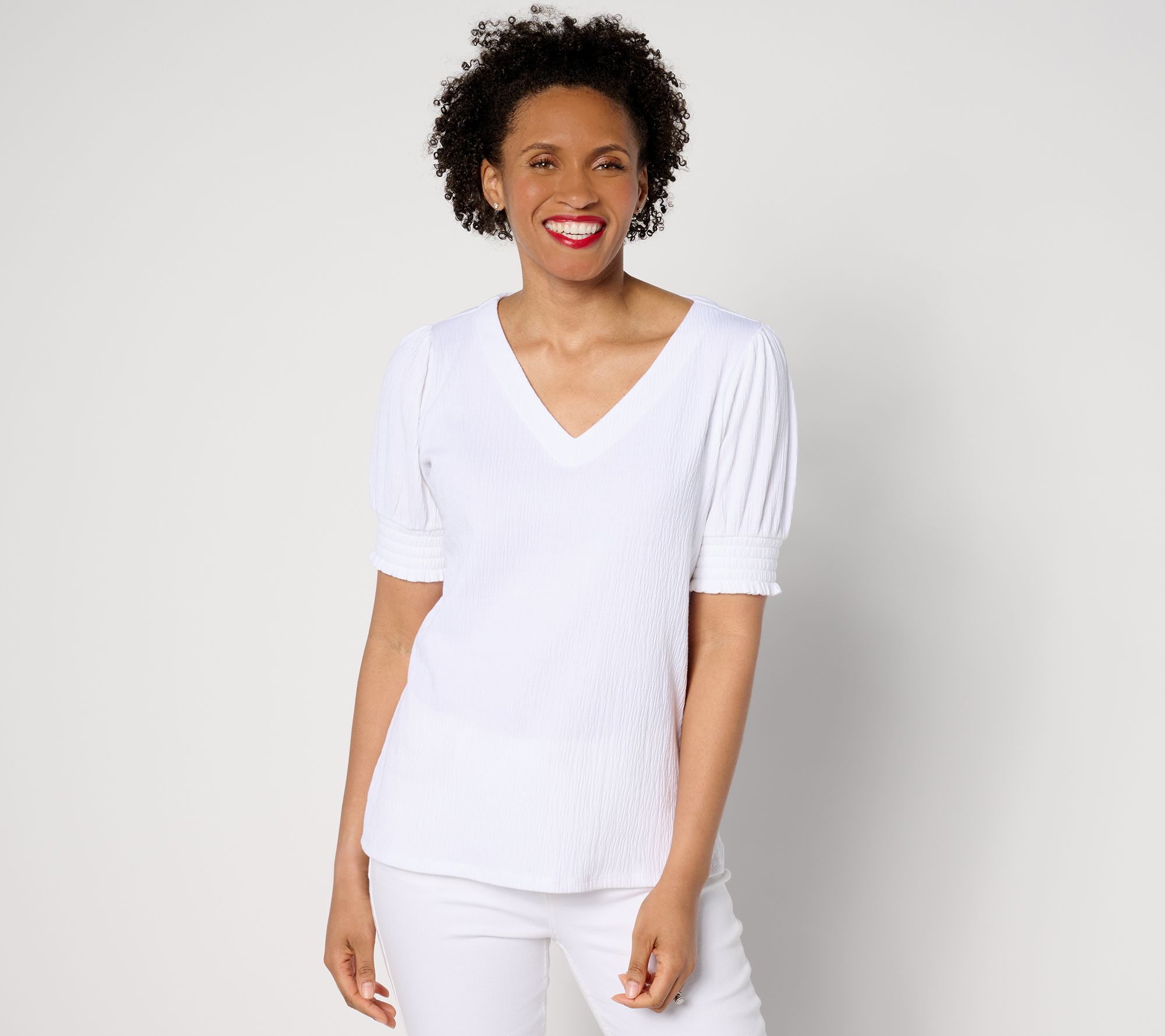 Belle by Kim Gravel Packabelle Smocked Short Sleeve Top