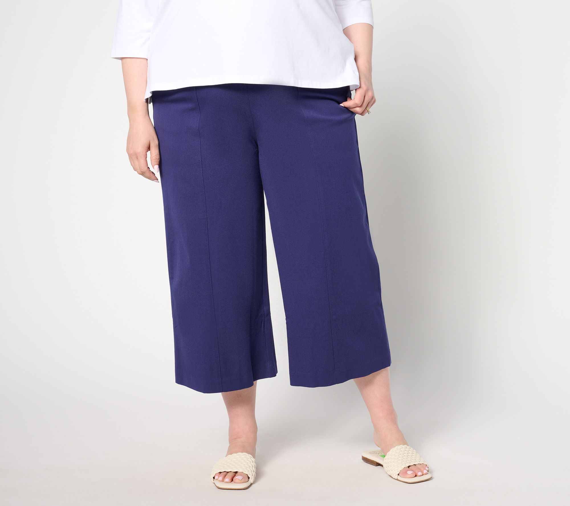 Isaac Mizrahi Live! Regular 24/7 Stretch Culottes with Seam Detail
