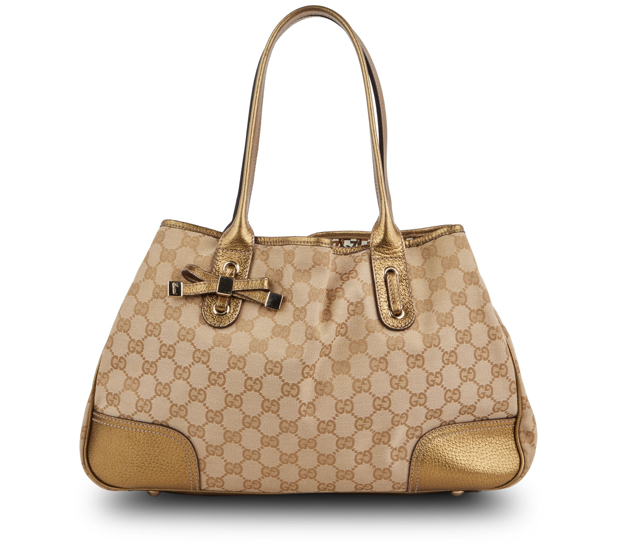 Pre-Owned Gucci Princy Tote Bag GG Canvas Gold