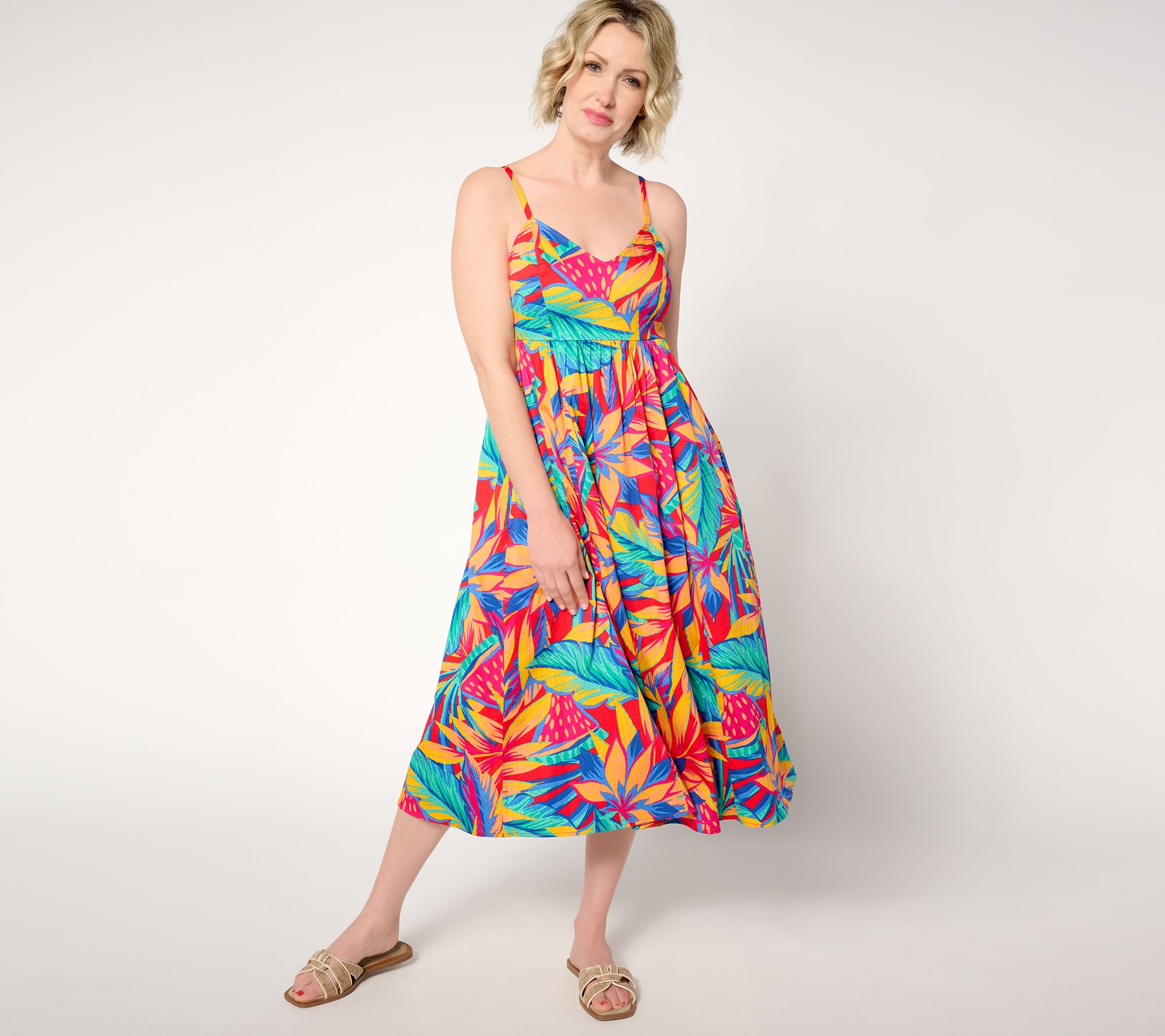 Destination 365 Regular Printed Chevron Smocked Bodice Sundress - QVC.com