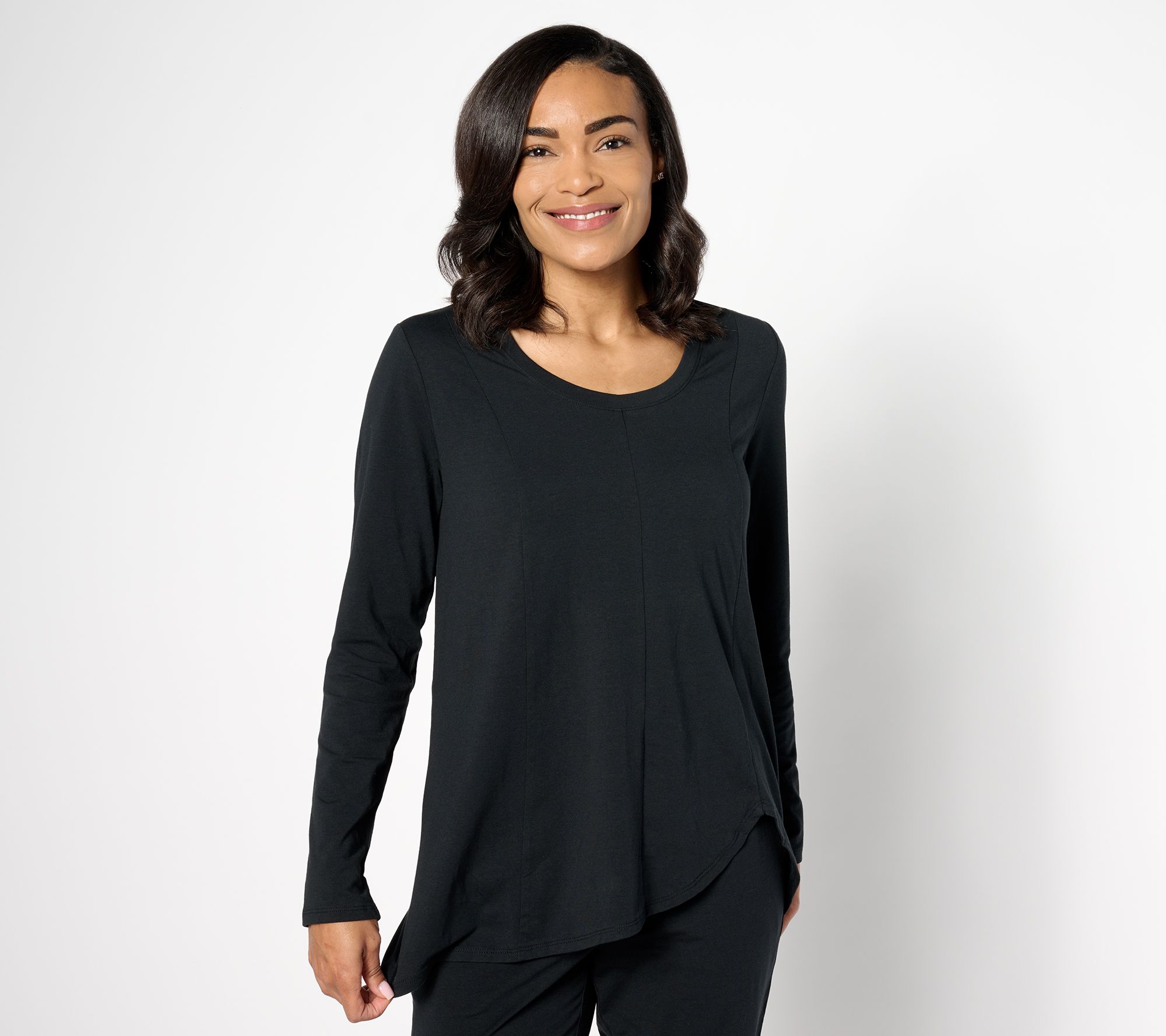 "As Is" AnyBody Lounge Cozy Knit Asymmetric Hem Tunic Top