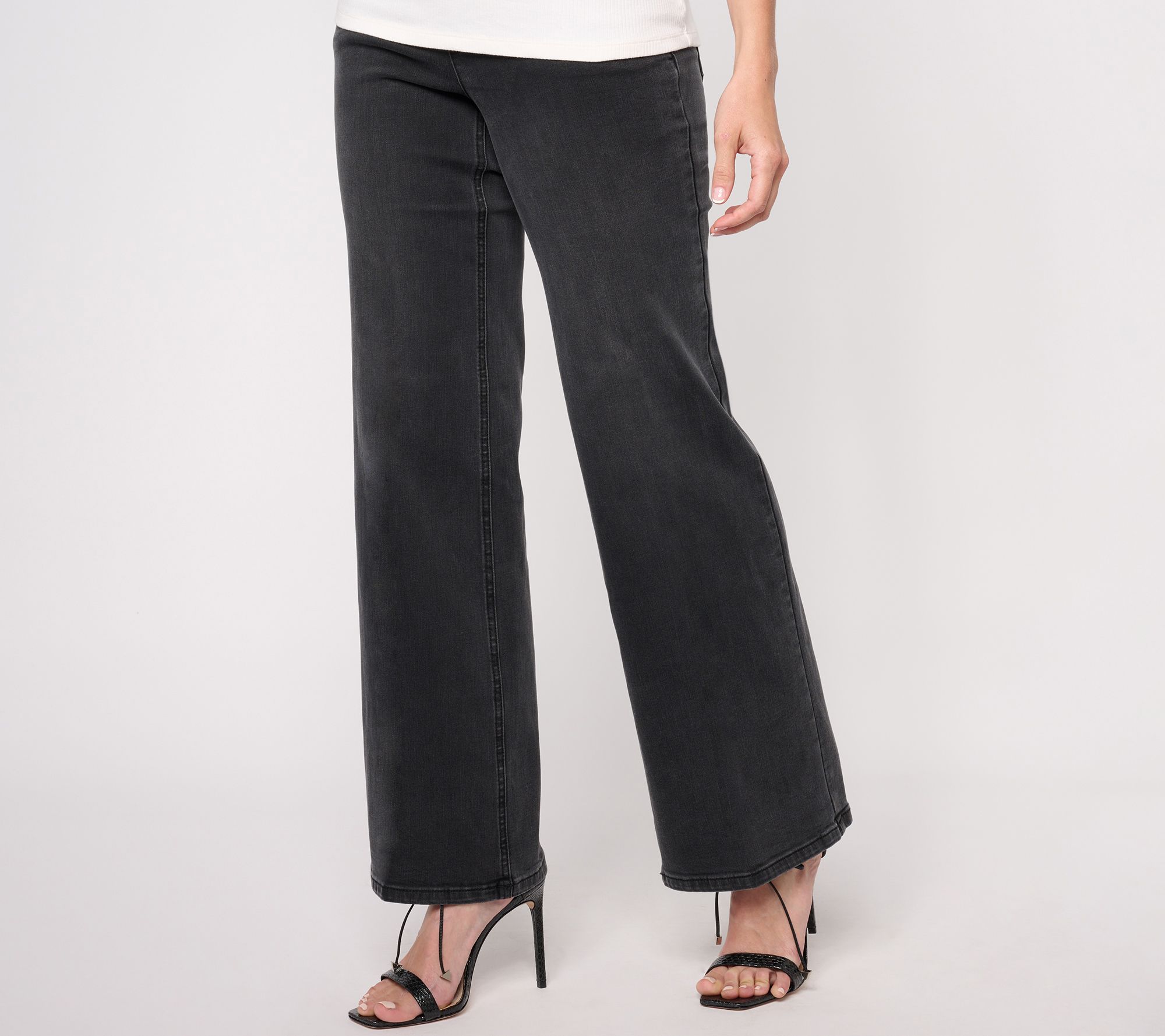 "As Is" Isaac Mizrahi Live! Petite Black True Denim Trouser Jeans