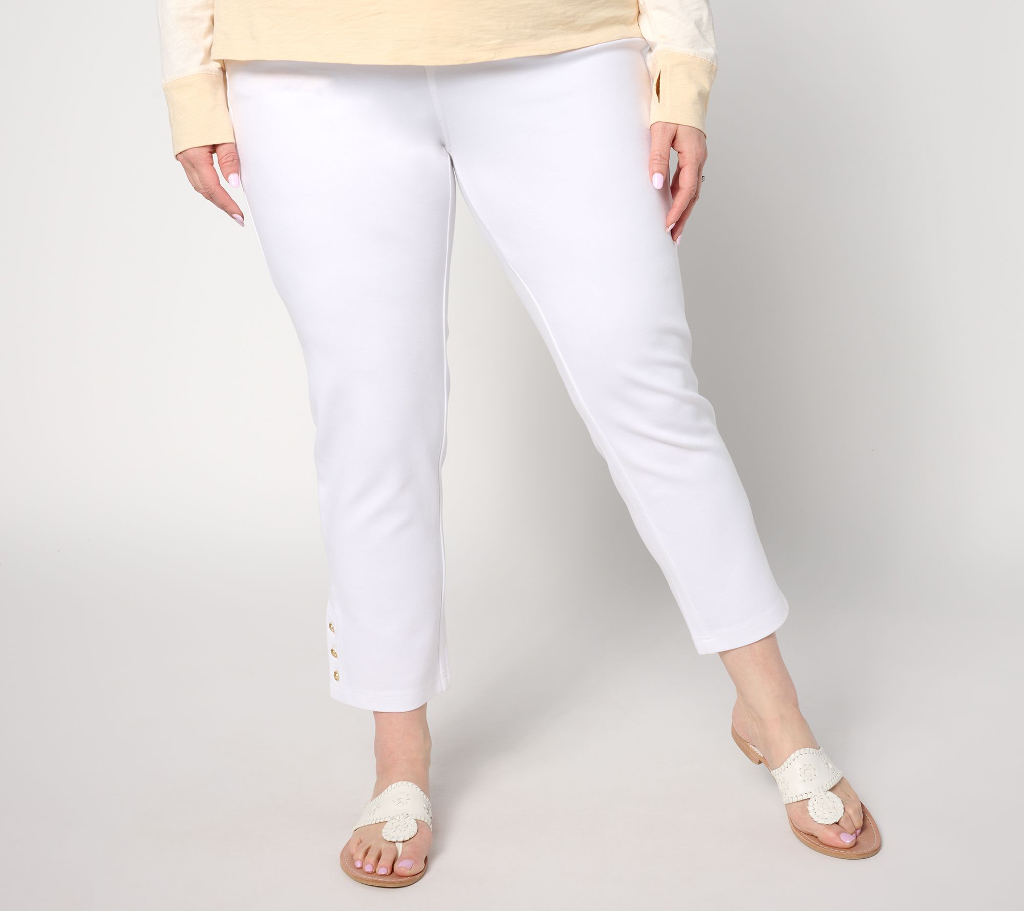 "As Is" Belle by Kim Gravel Reg Nautical Gold Button Ankle Pant