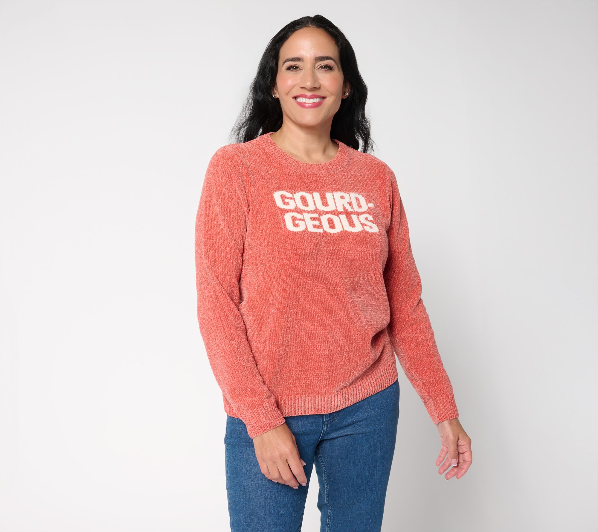 AnyBody Chenille Crewneck Message Sweater