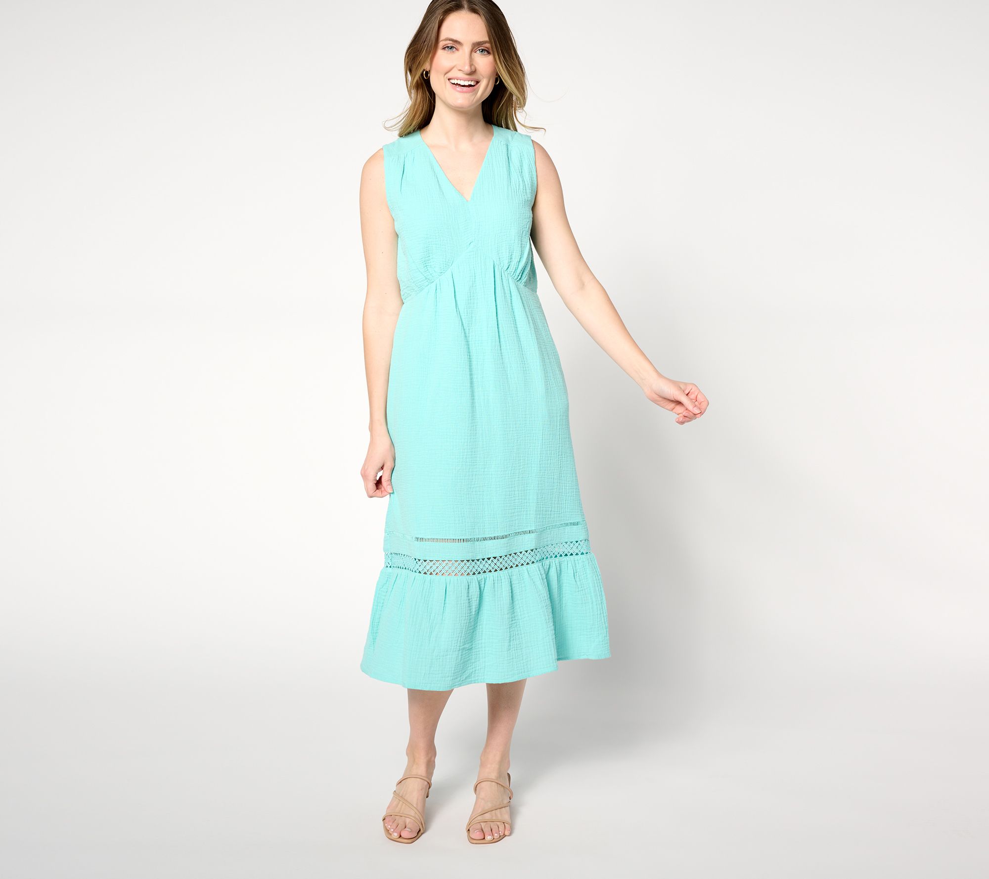 "As Is" Isaac Mizrahi Live! Regular Bridgehampton Gauze Dress