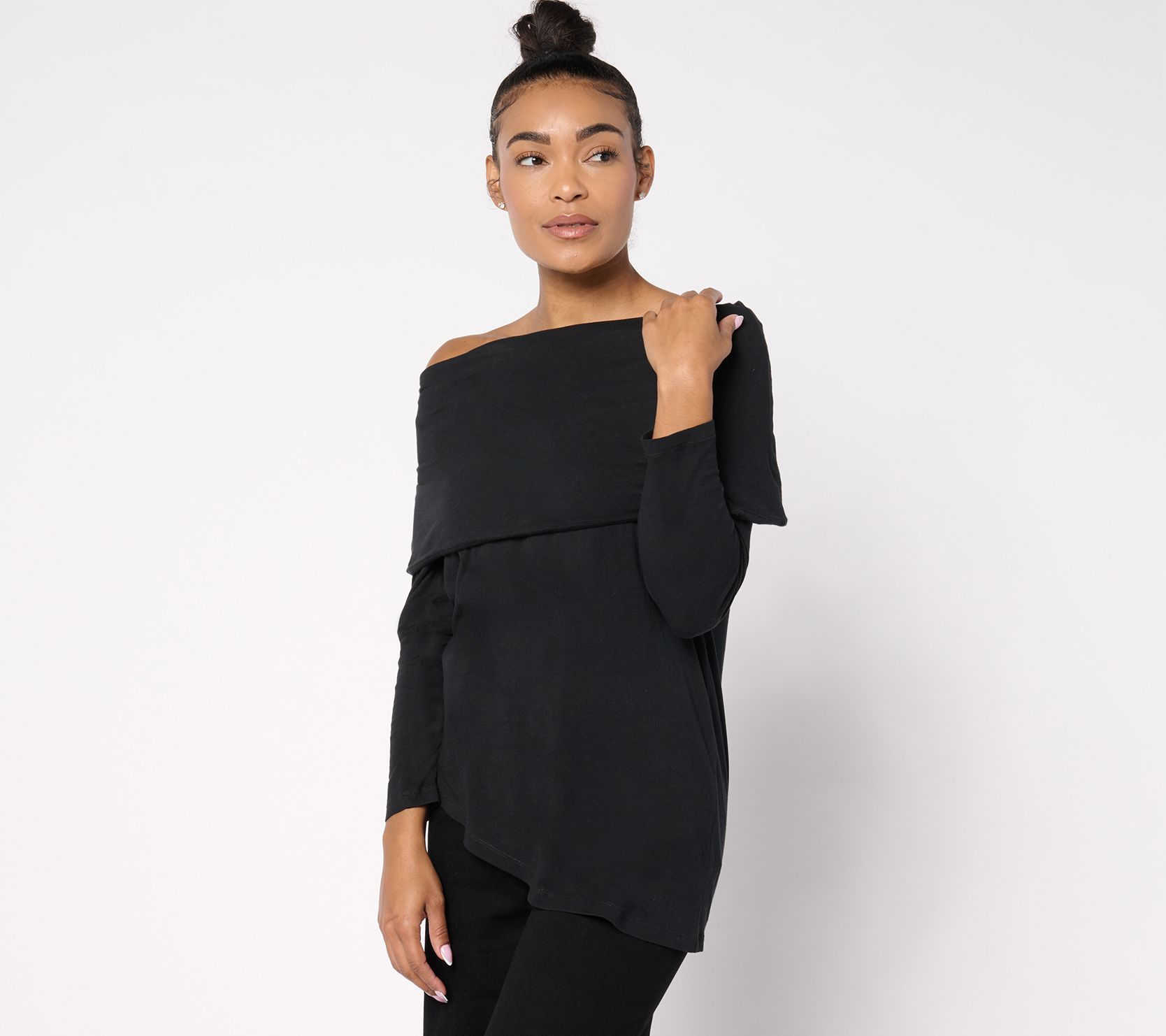 Peace Love World Side Cowl Long Sleeve Top
