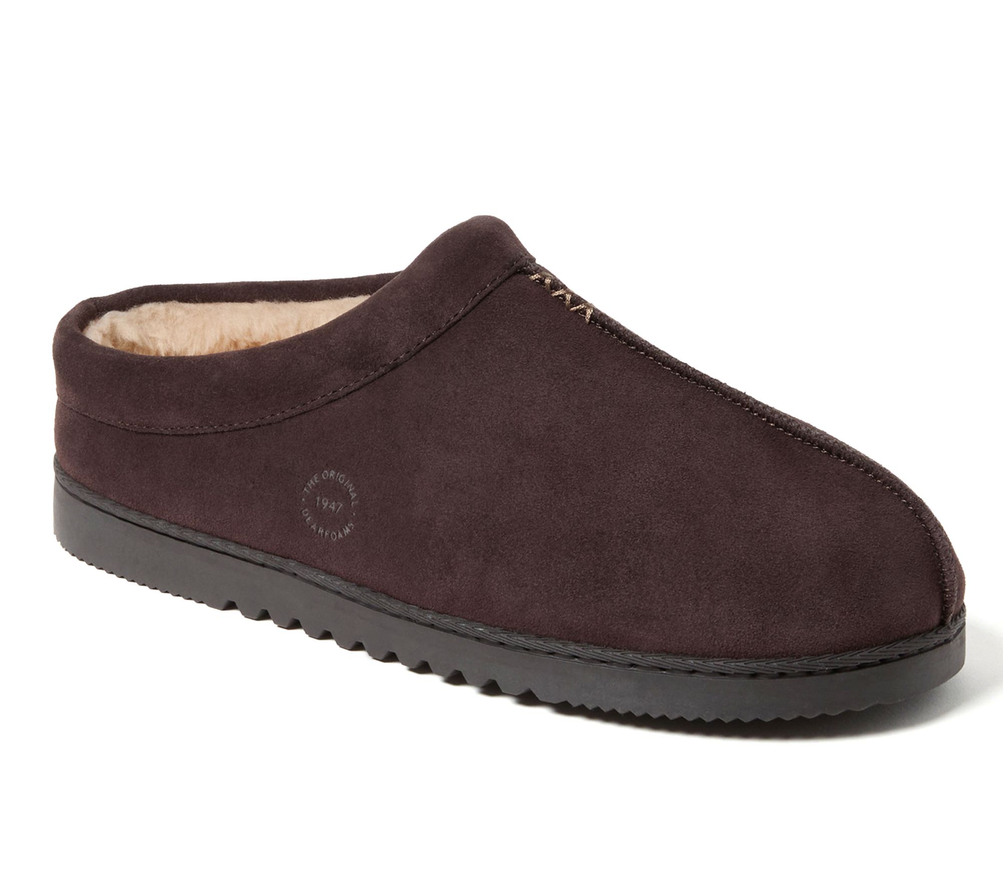 Dearfoams Men's Genuine Suede Indoor/Outdoor Clg Slipper