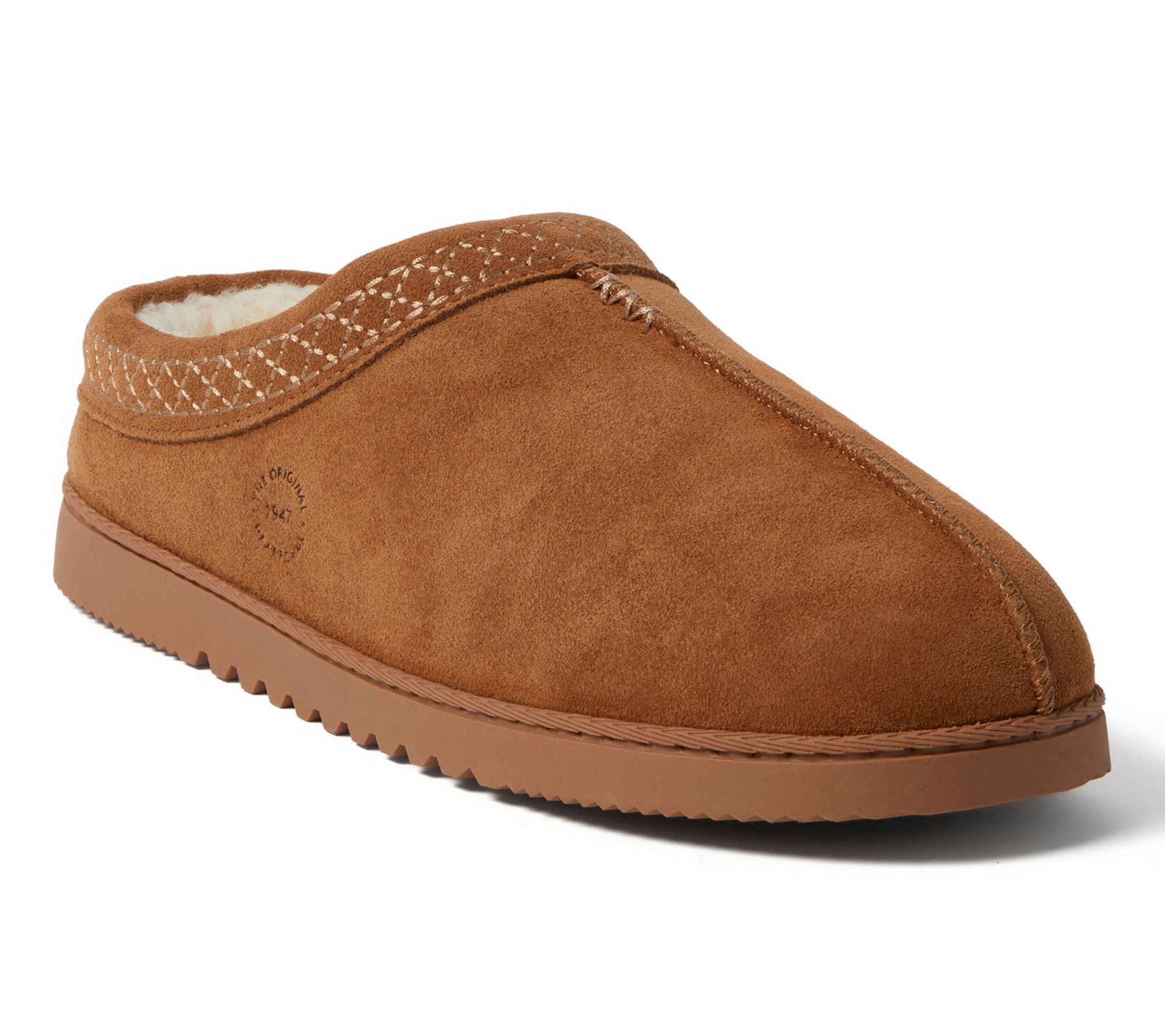 Dearfoams Men's Genuine Suede Indoor/Outdoor Clg Slipper