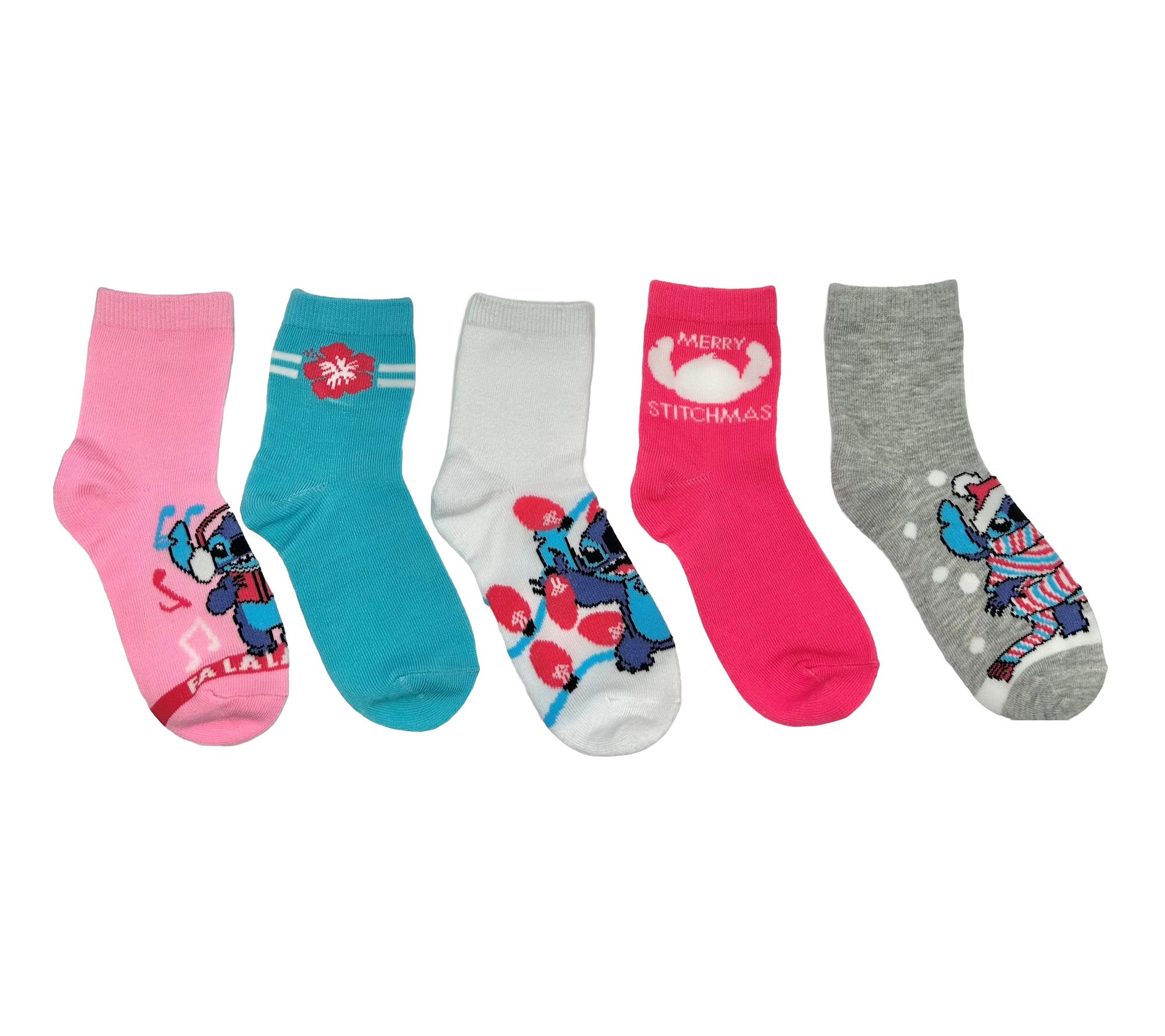 Lilo & Stitch Girl's Holiday Capri Socks Set -5 Pair