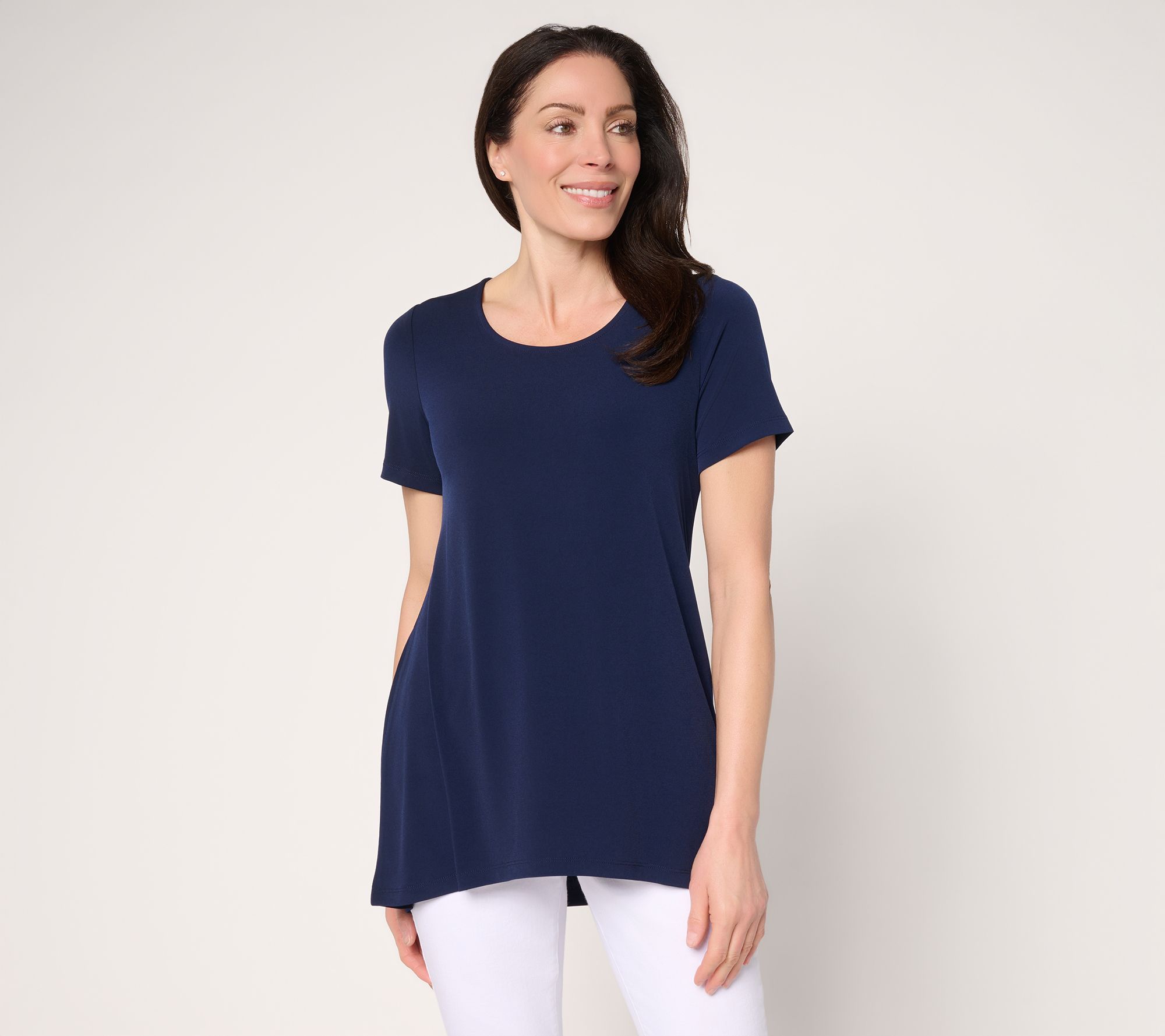Susan Graver Petite Modern Essentials Liquid Knit A-Line Tunic