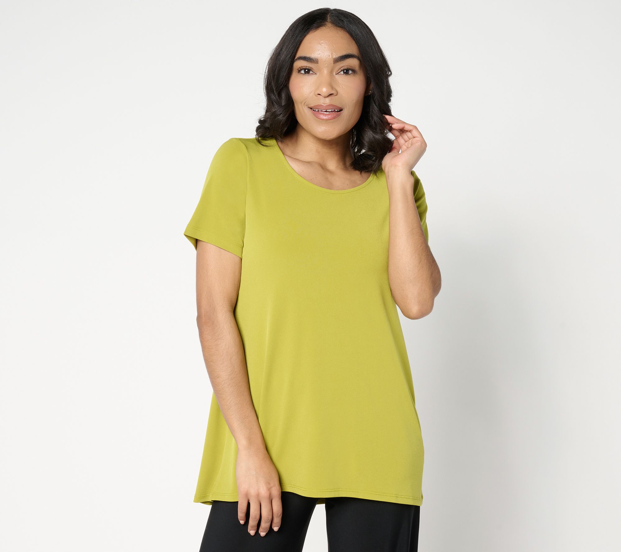 Susan Graver Petite Modern Essentials Liquid Knit A-Line Tunic