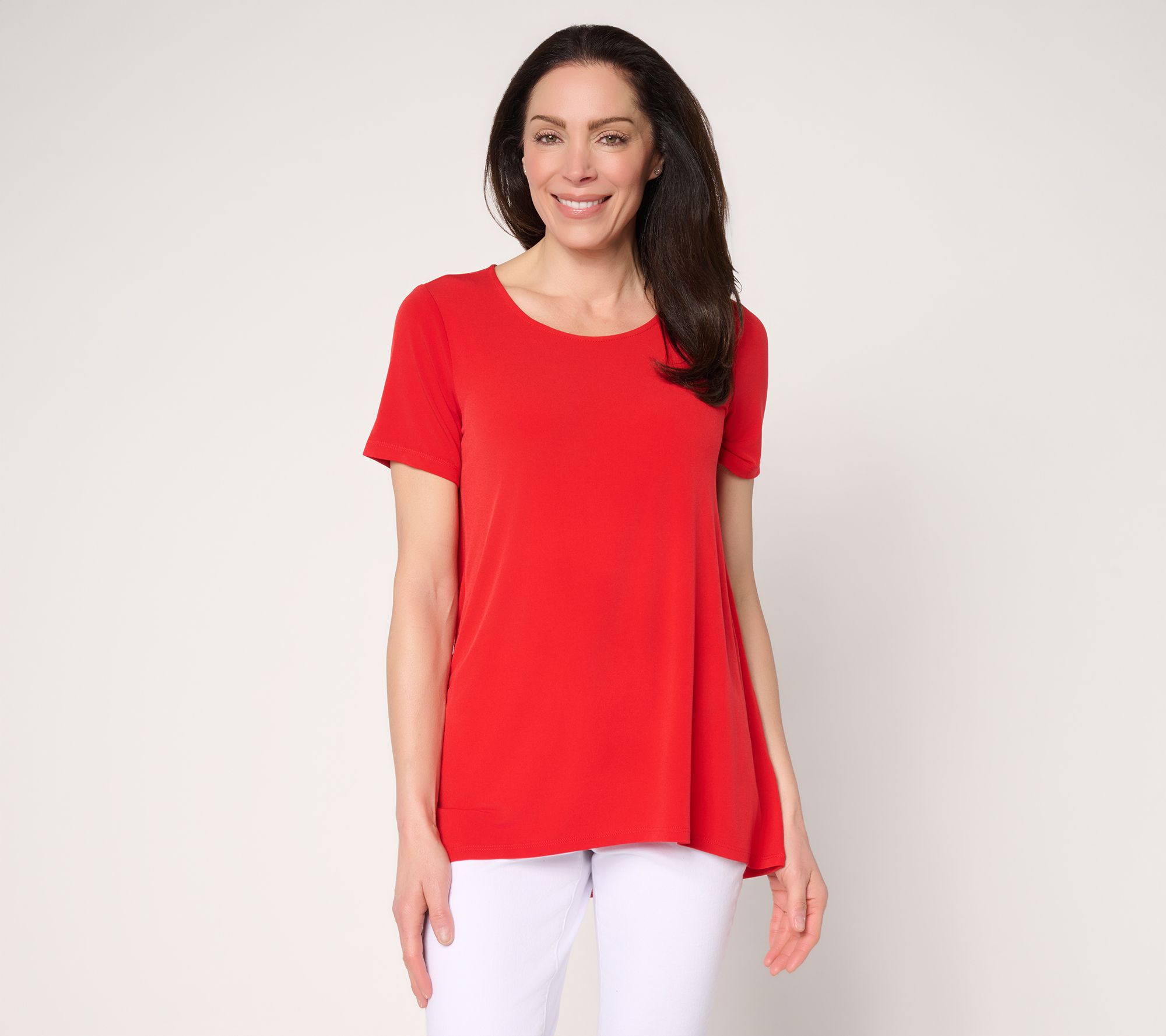 Susan Graver Petite Modern Essentials Liquid Knit A-Line Tunic