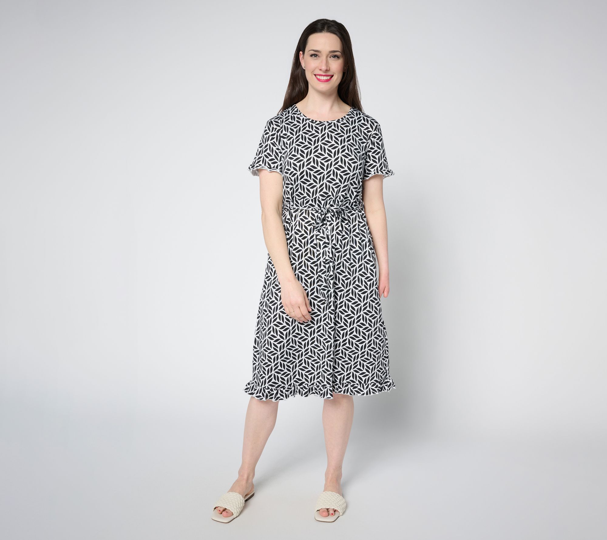 MUK LUKS Dream Cloud Ruffle Midi Dress