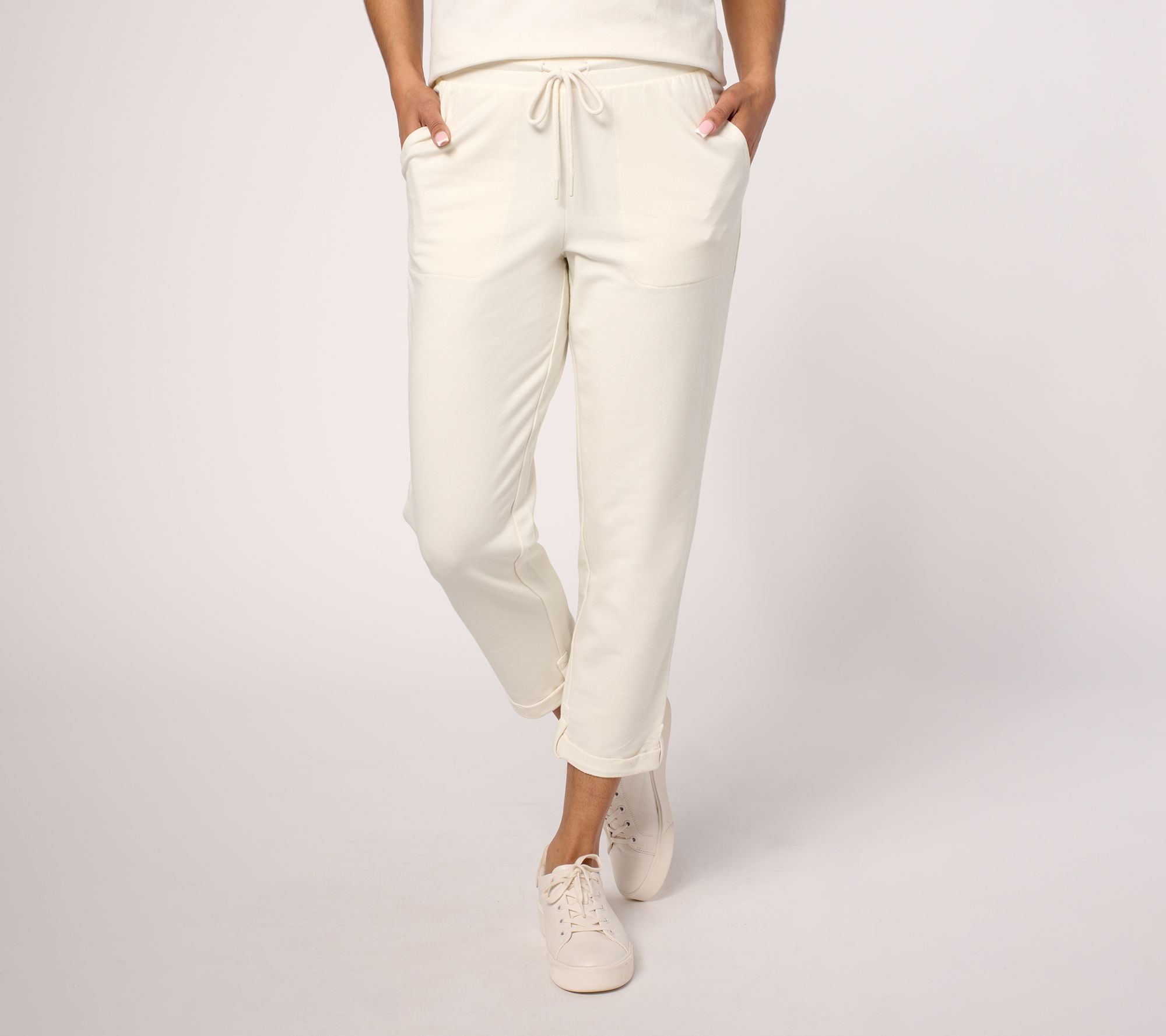 Denim & Co. Active Petite French Terry Tapered Crop Pant