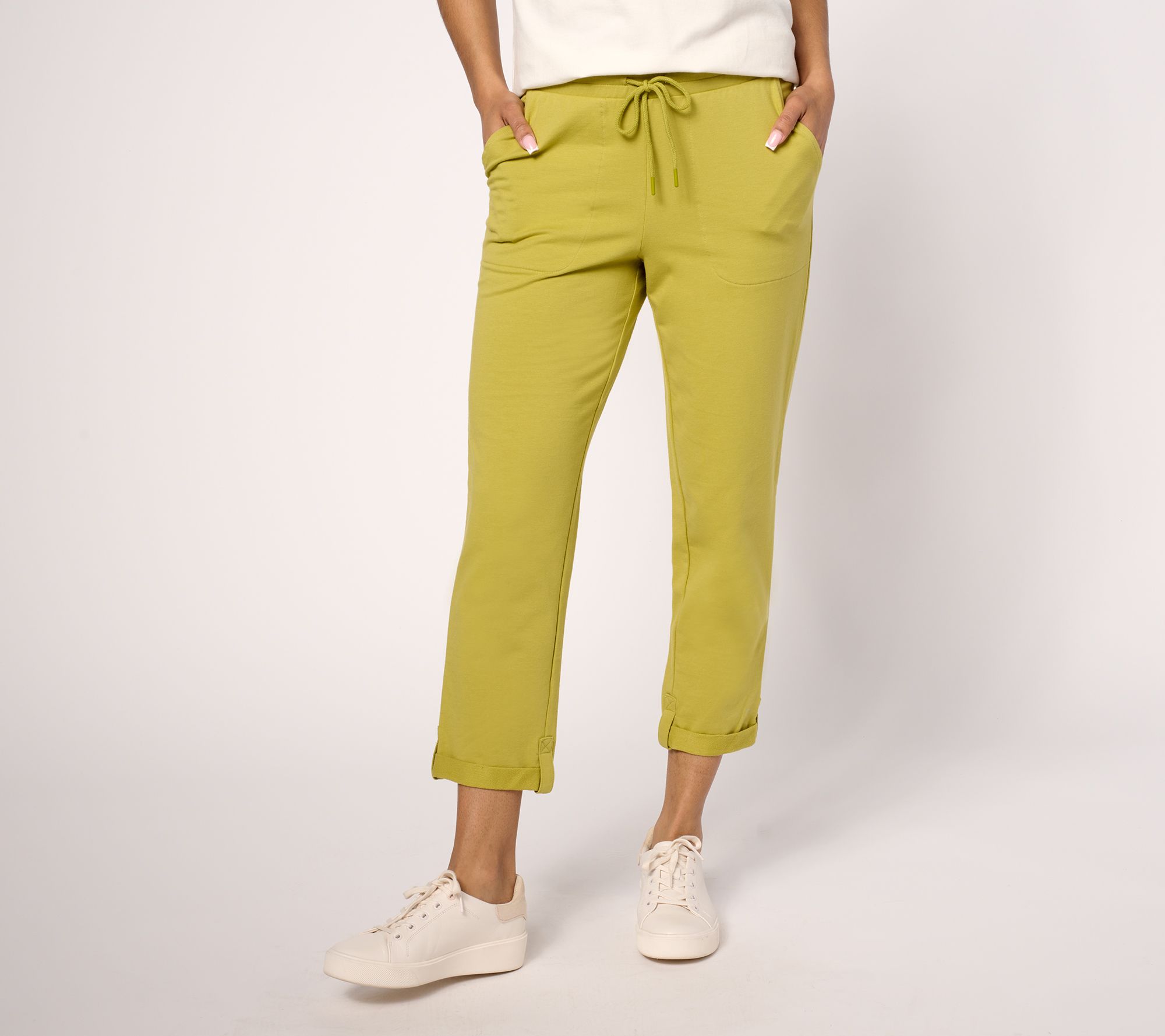 Denim & Co. Active Petite French Terry Tapered Crop Pant