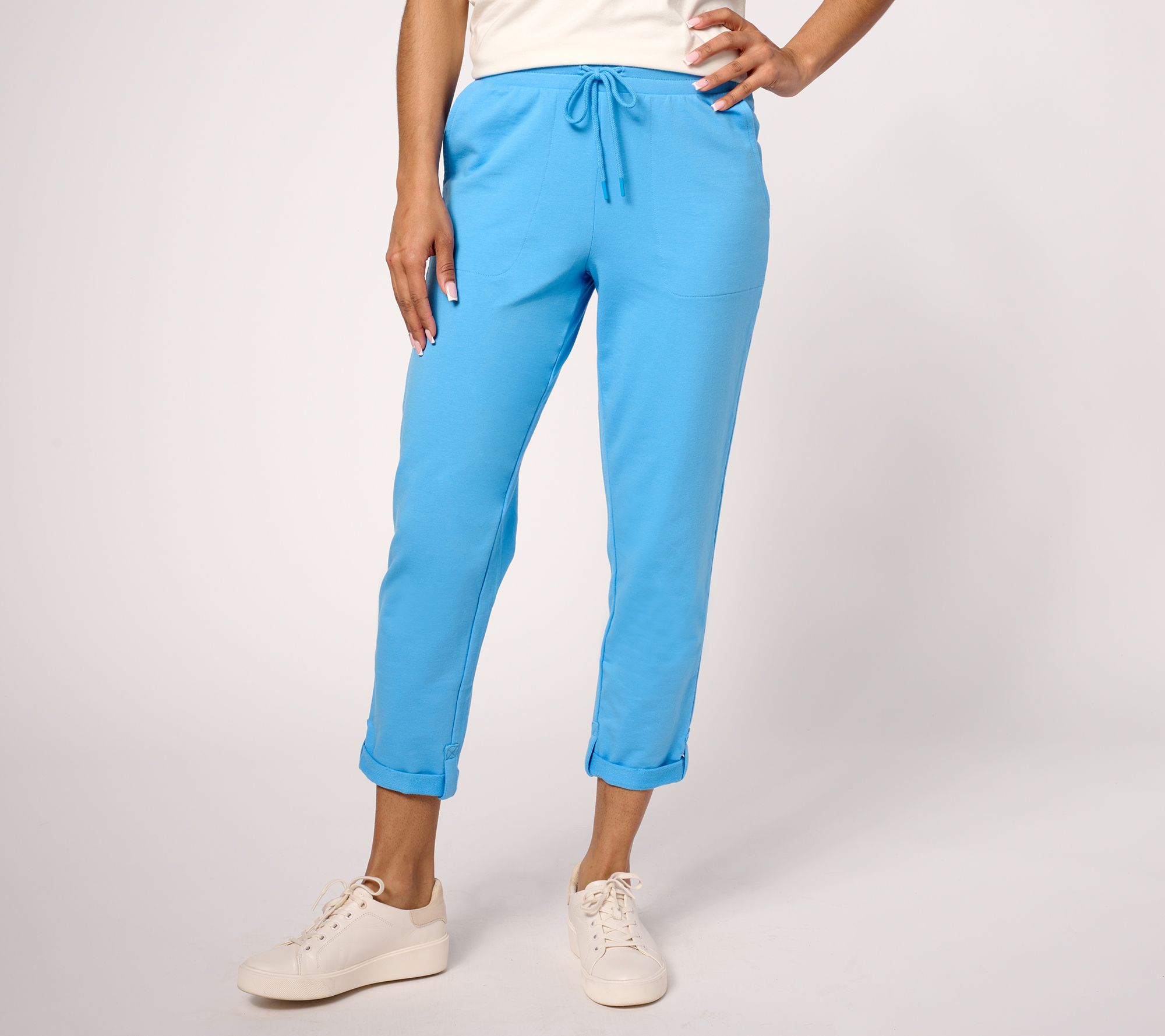 Denim & Co. Active Petite French Terry Tapered Crop Pant
