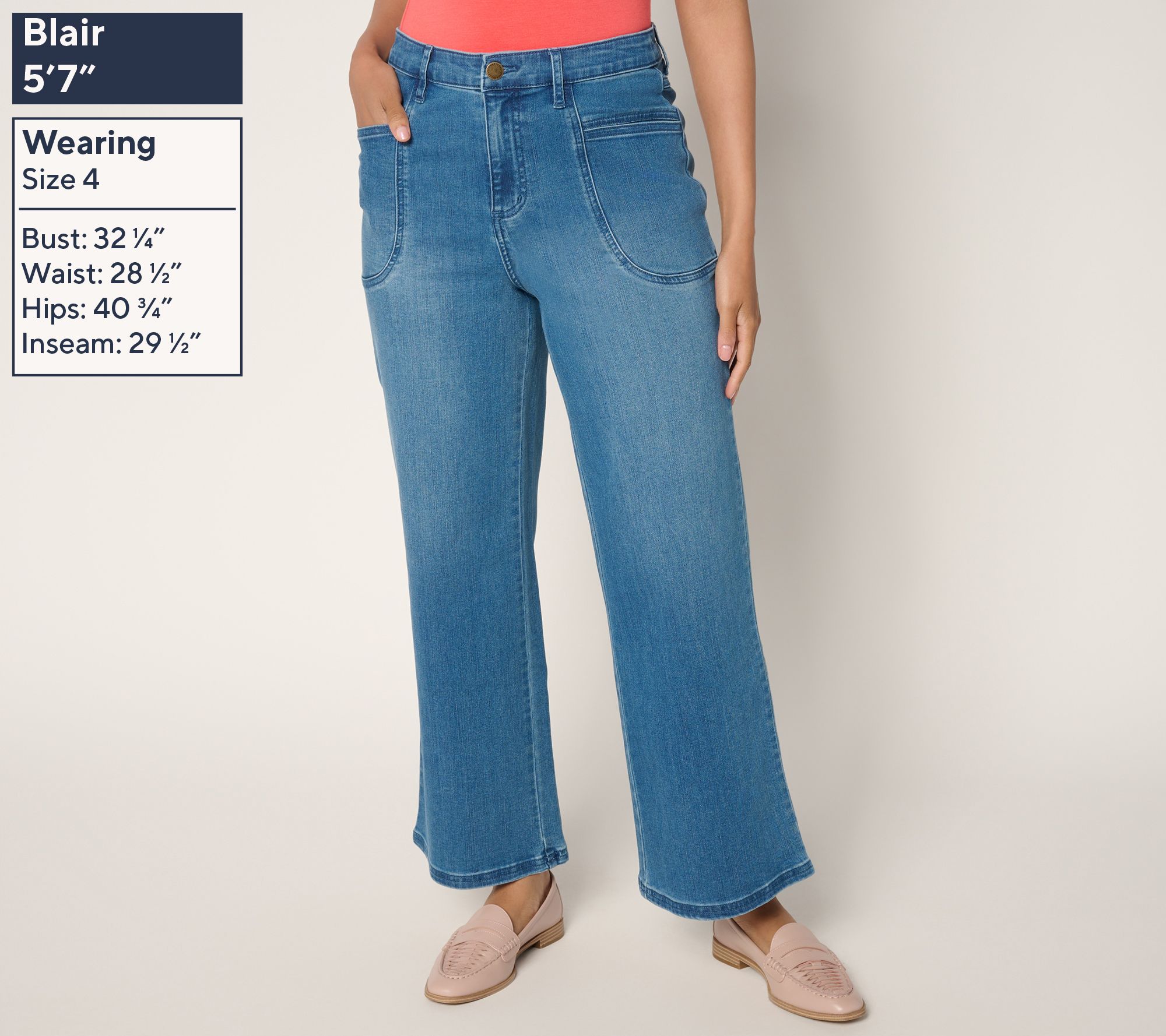 Joan Rivers Regular Wide-Leg Denim Ankle Jeans -Indigo - QVC.com