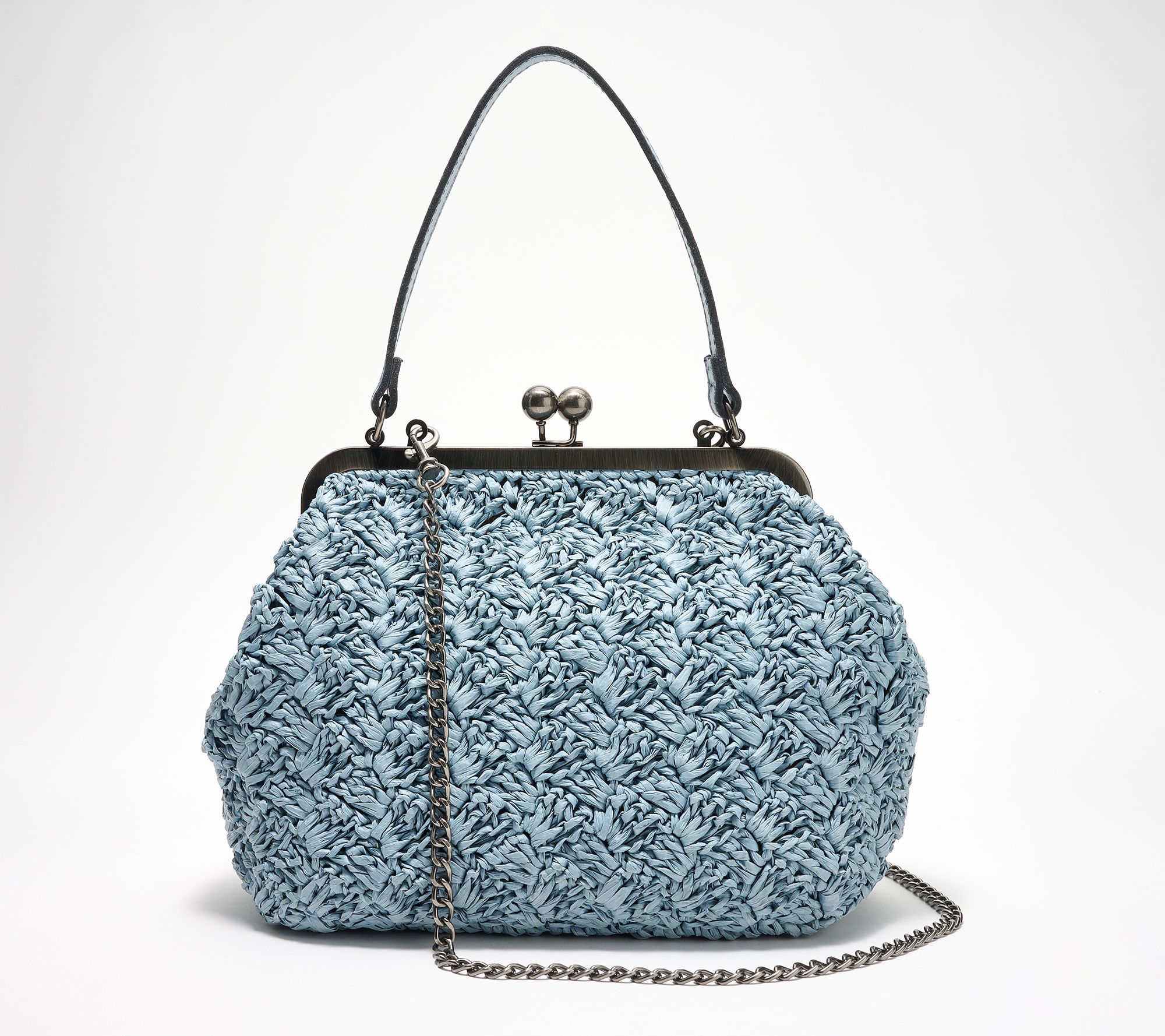 Patricia Nash Elara Straw Frame Crossbody with Chain & Leather Straps