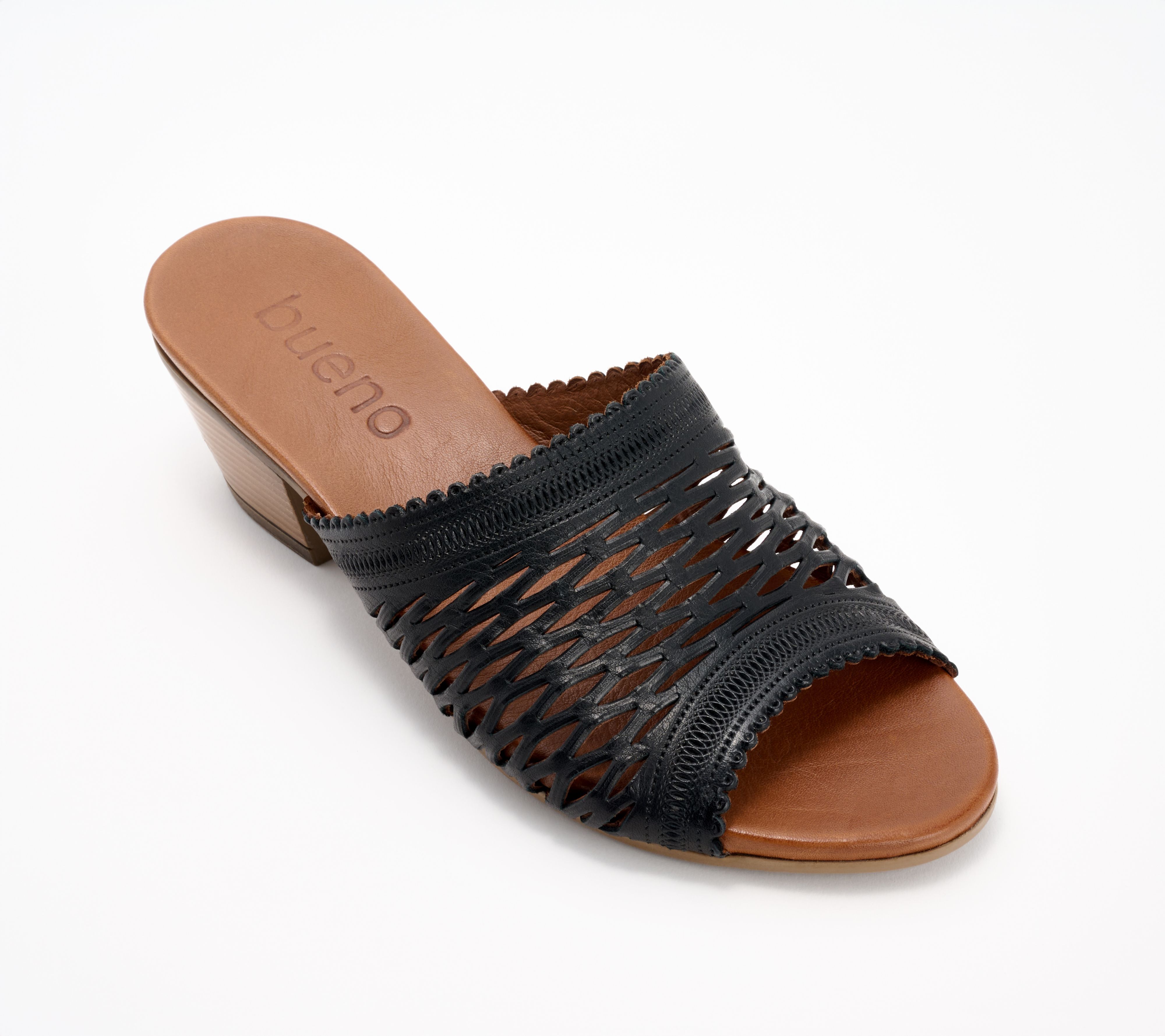 Bueno Leather Heeled Slide Sandals - Lilian