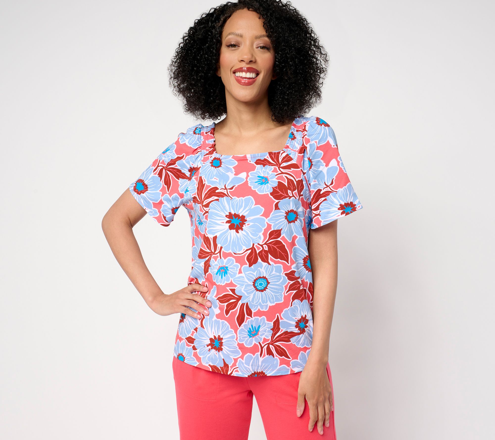 AnyBody Cozy Knit Square Neck Puff Sleeve Fashion Top