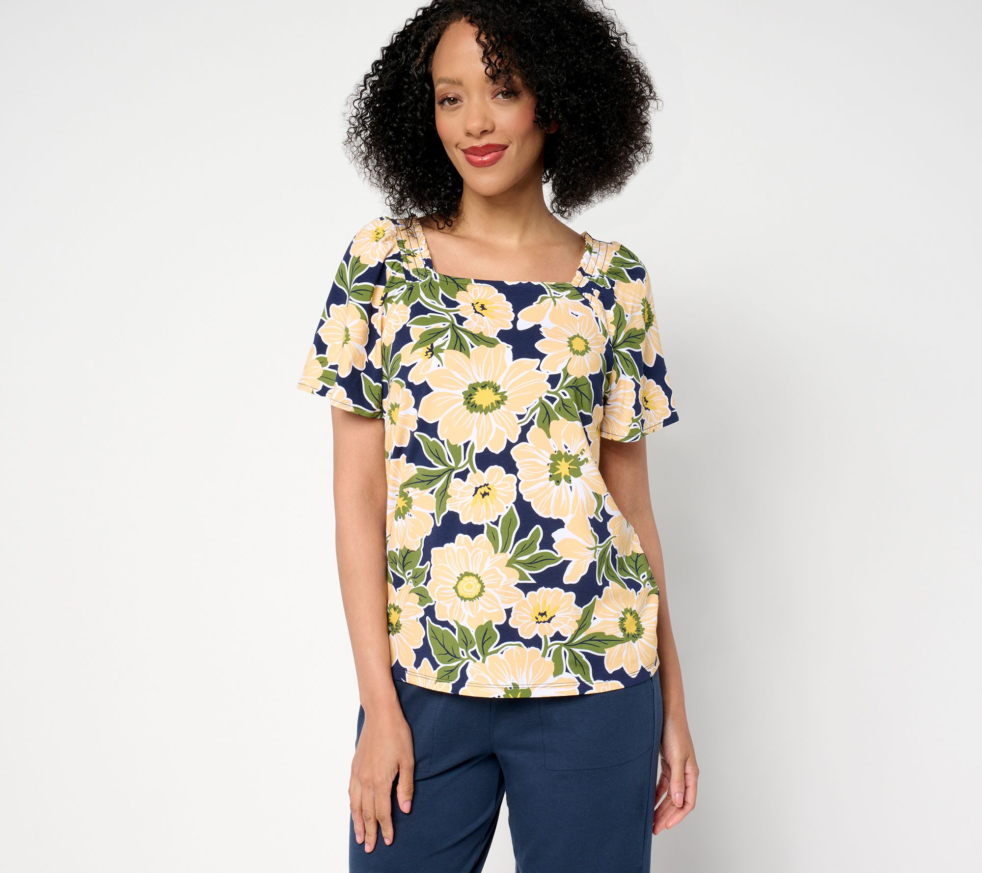 AnyBody Cozy Knit Square Neck Puff Sleeve Fashion Top