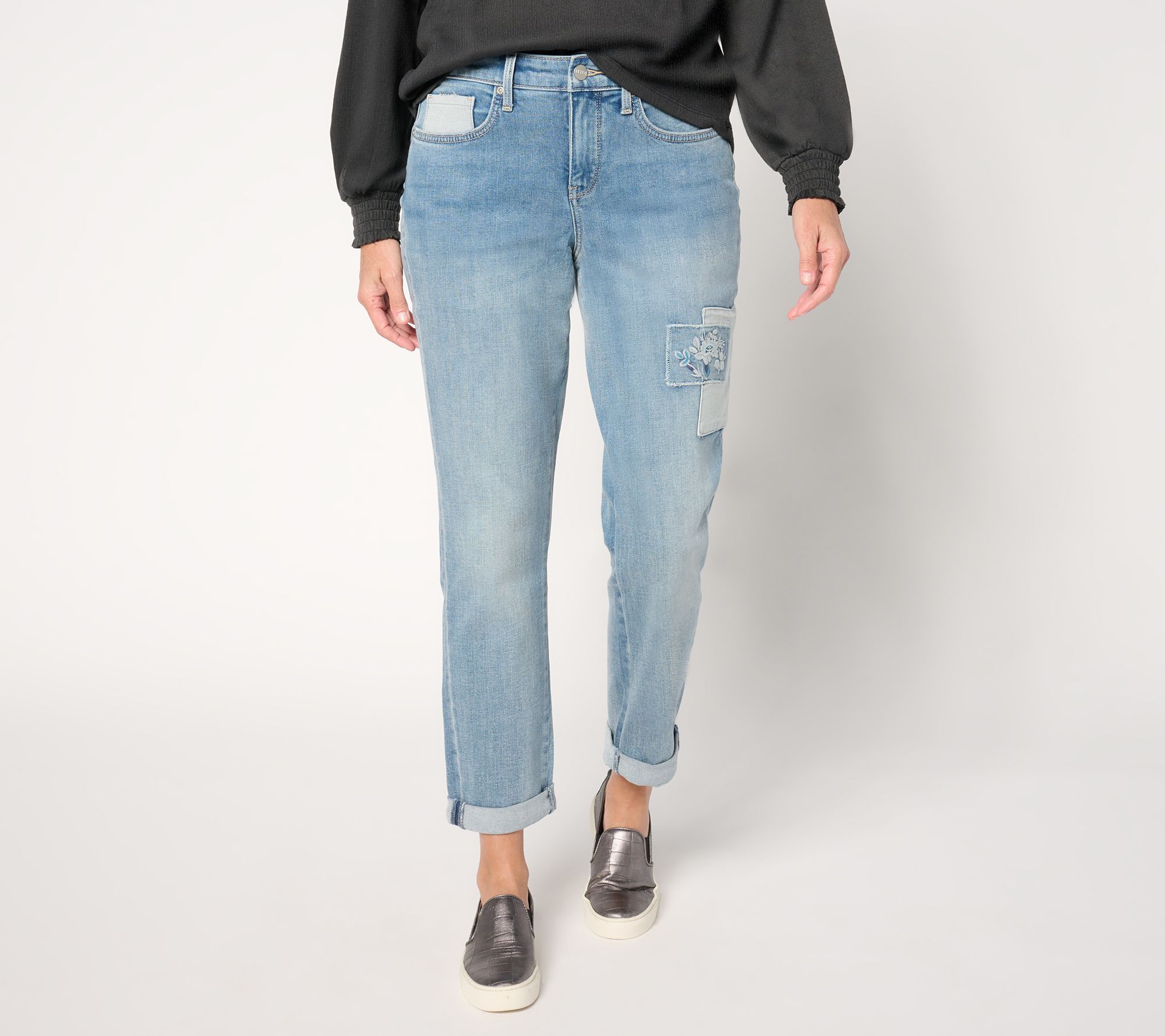 "As Is" NYDJ Margot Girlfriend Cuffed Jean - Indigo Stream