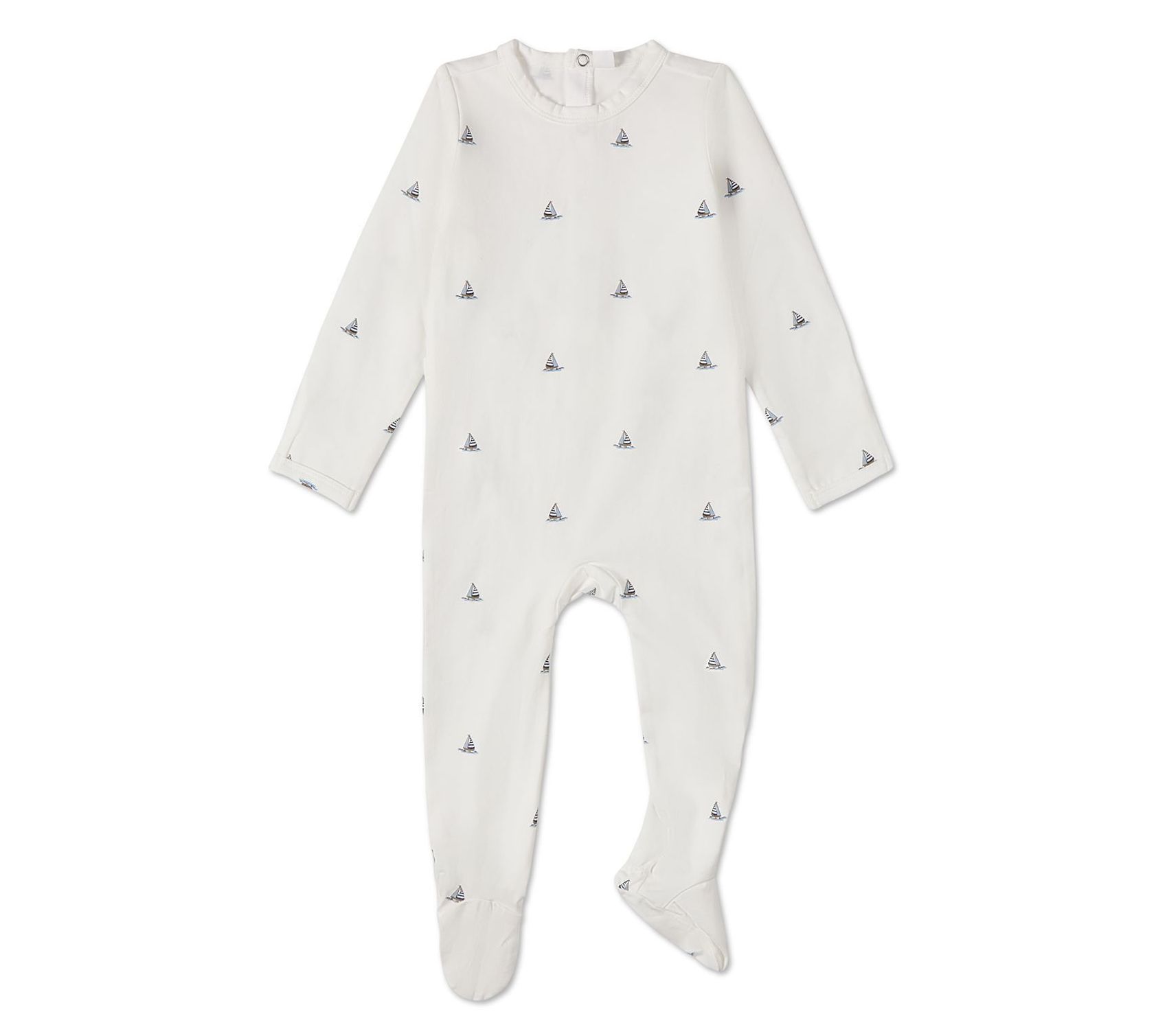 MiniMoi Boys Little Sailboats Cotton Footie