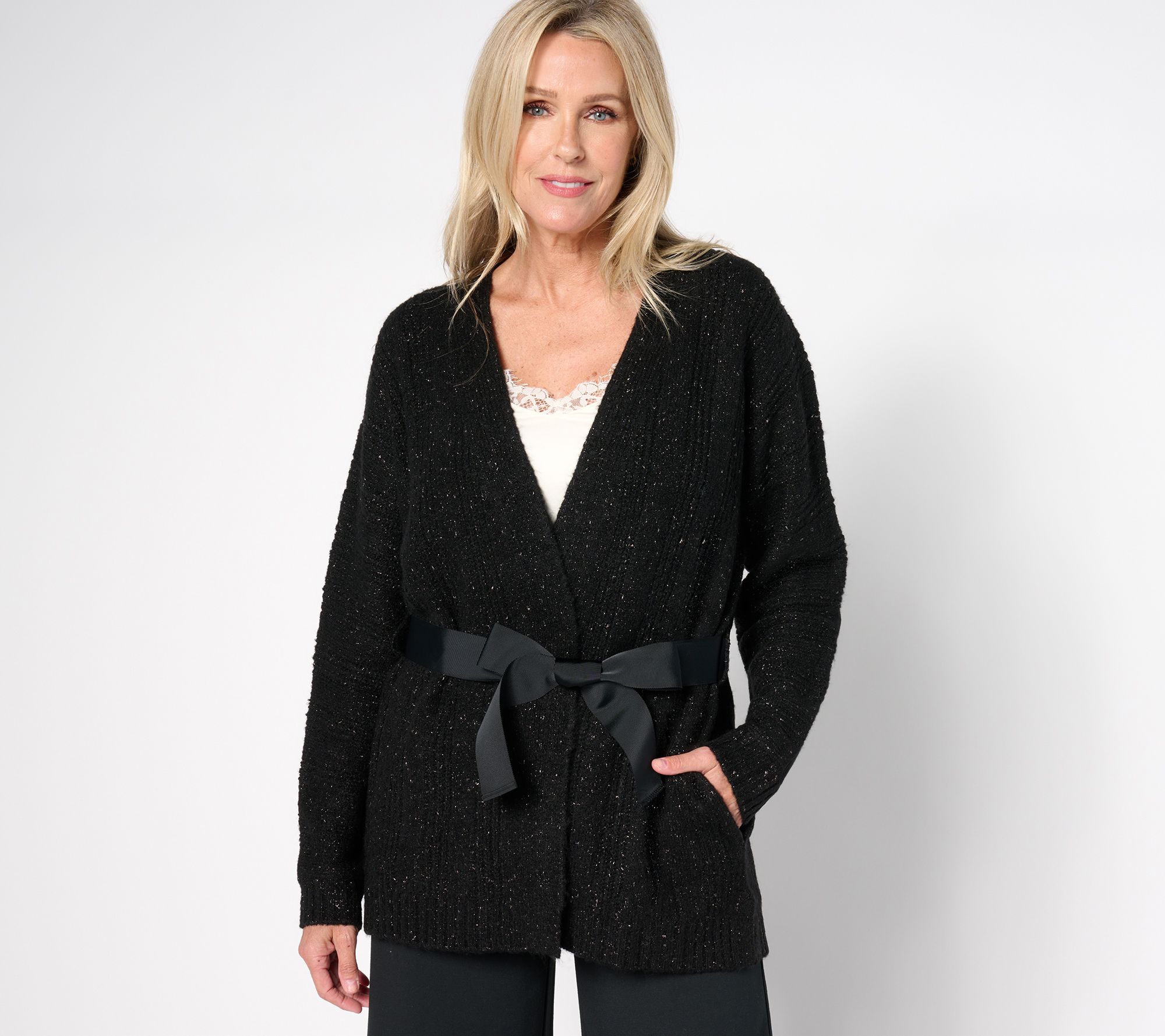 "As Is" BEAUTIFUL by Lawrence Zarian Regular Belted Cardigan