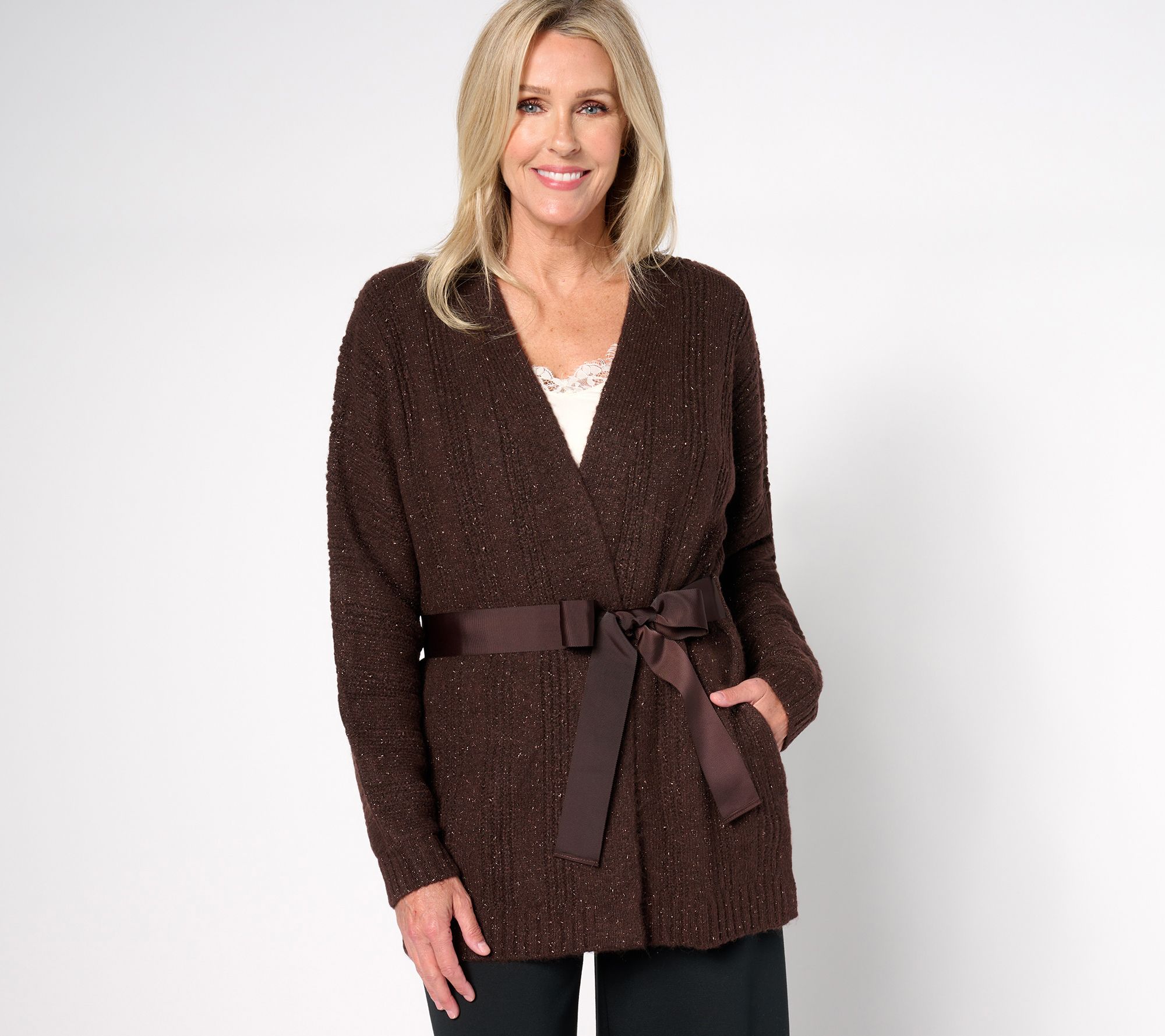 "As Is" BEAUTIFUL by Lawrence Zarian Regular Belted Cardigan