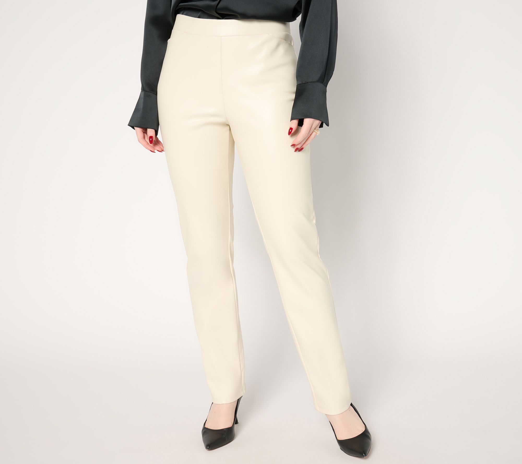 "As Is" GRAVER Susan Graver Regular Stretch Faux Leather Pants