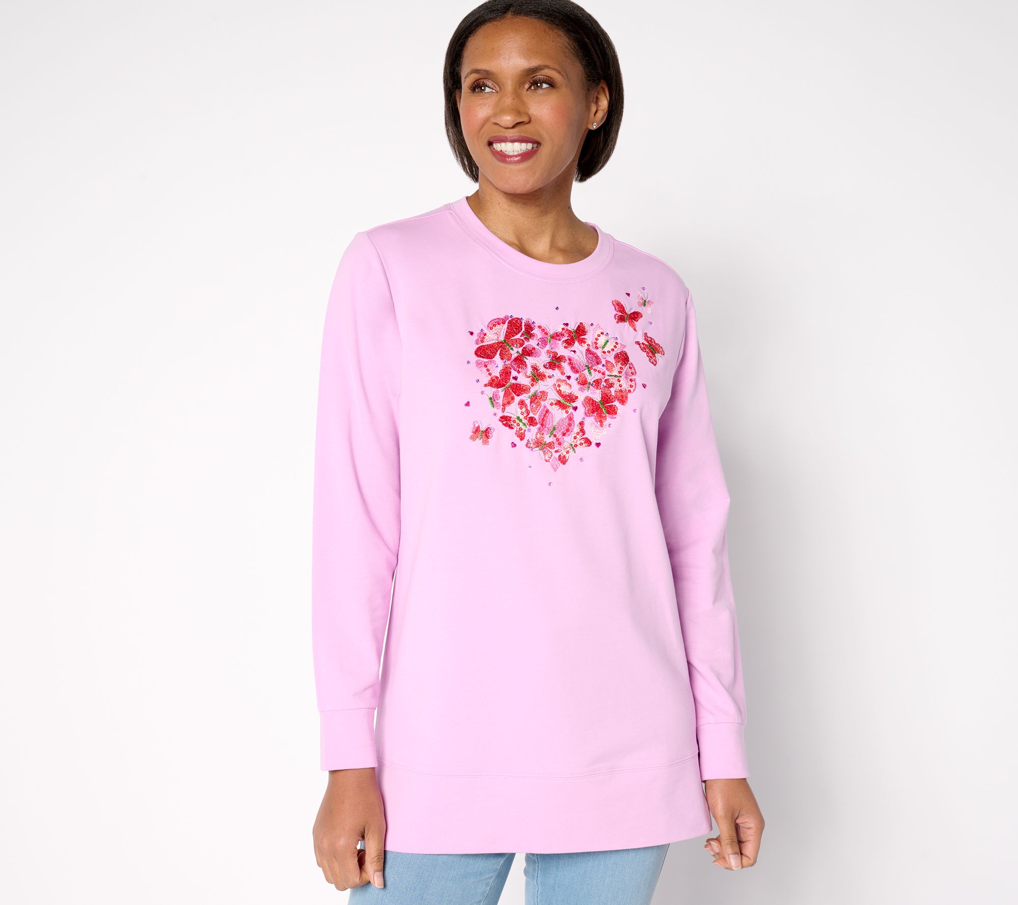 "As Is" Quacker Factory Love is in the Air French Terry Tunic Top