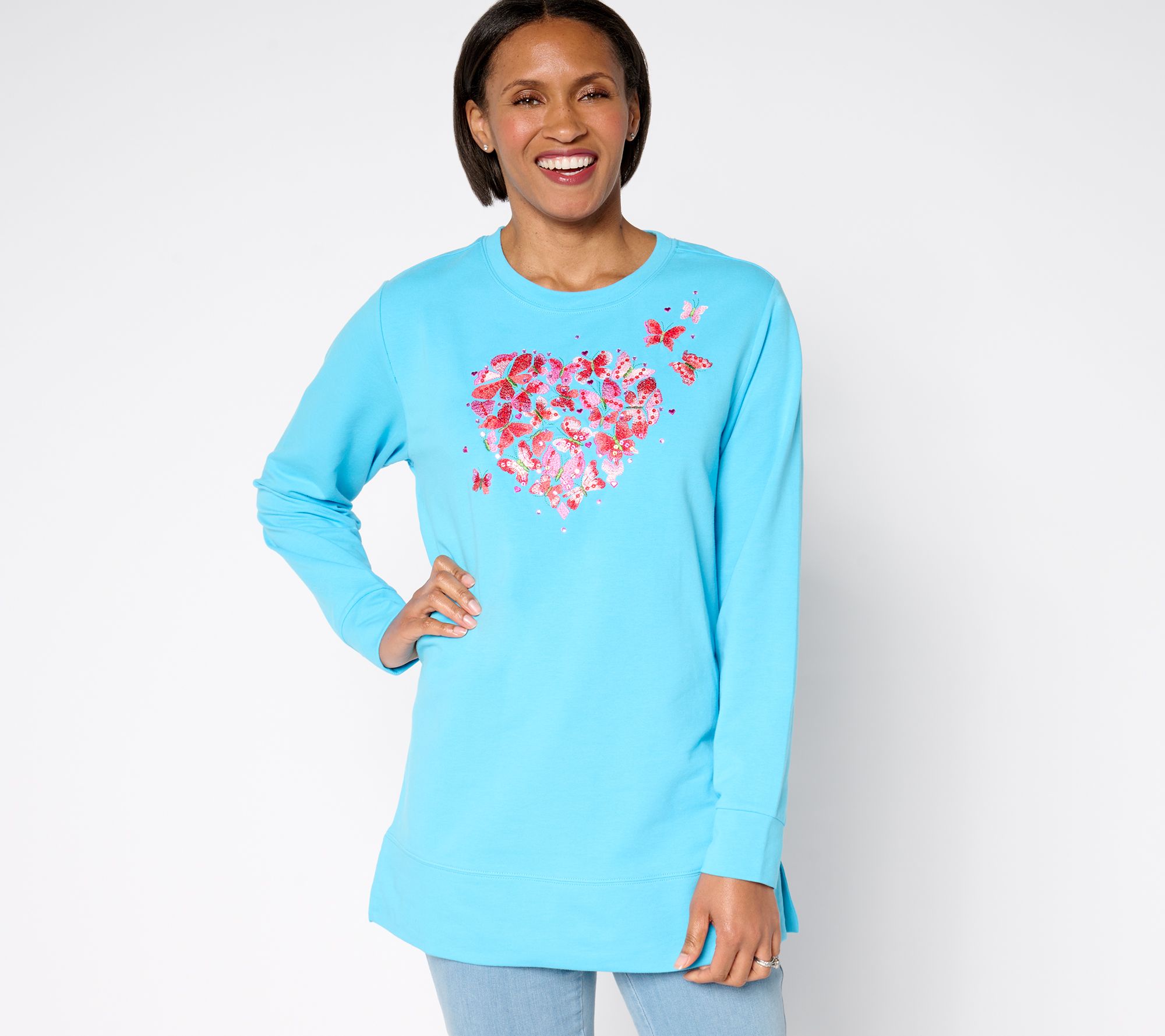 "As Is" Quacker Factory Love is in the Air French Terry Tunic Top