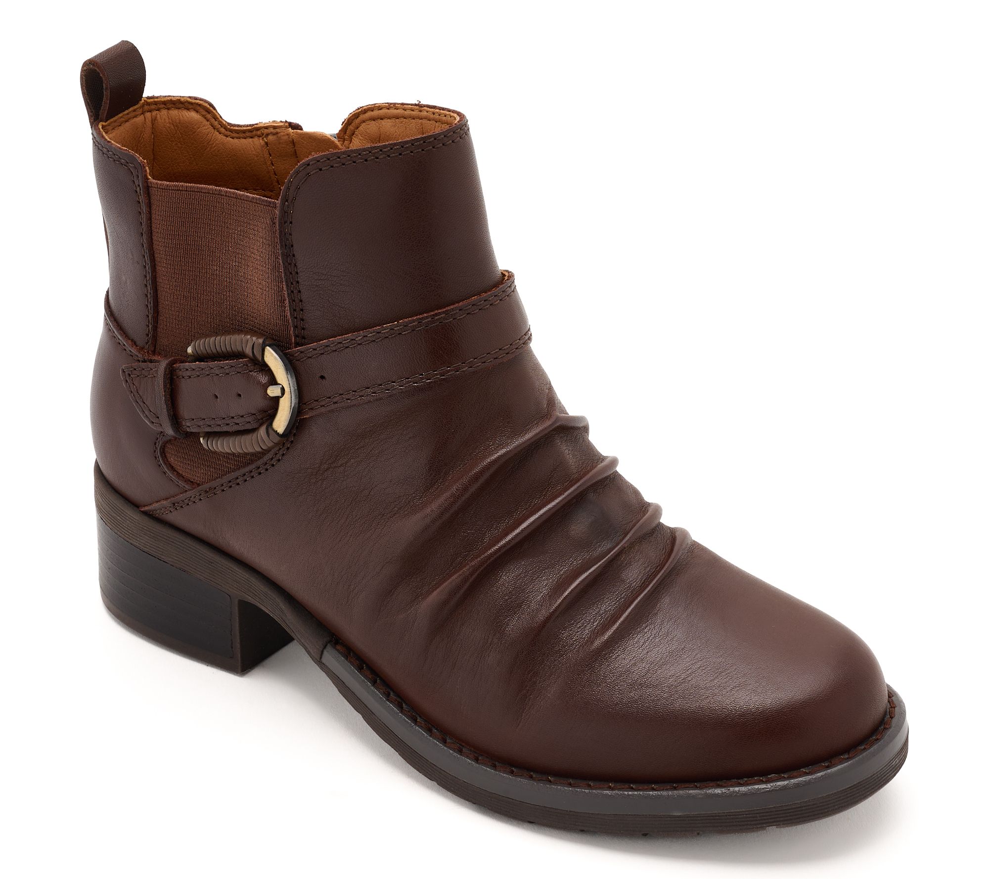 Earth Leather Ankle Boot with Buckle - Zane