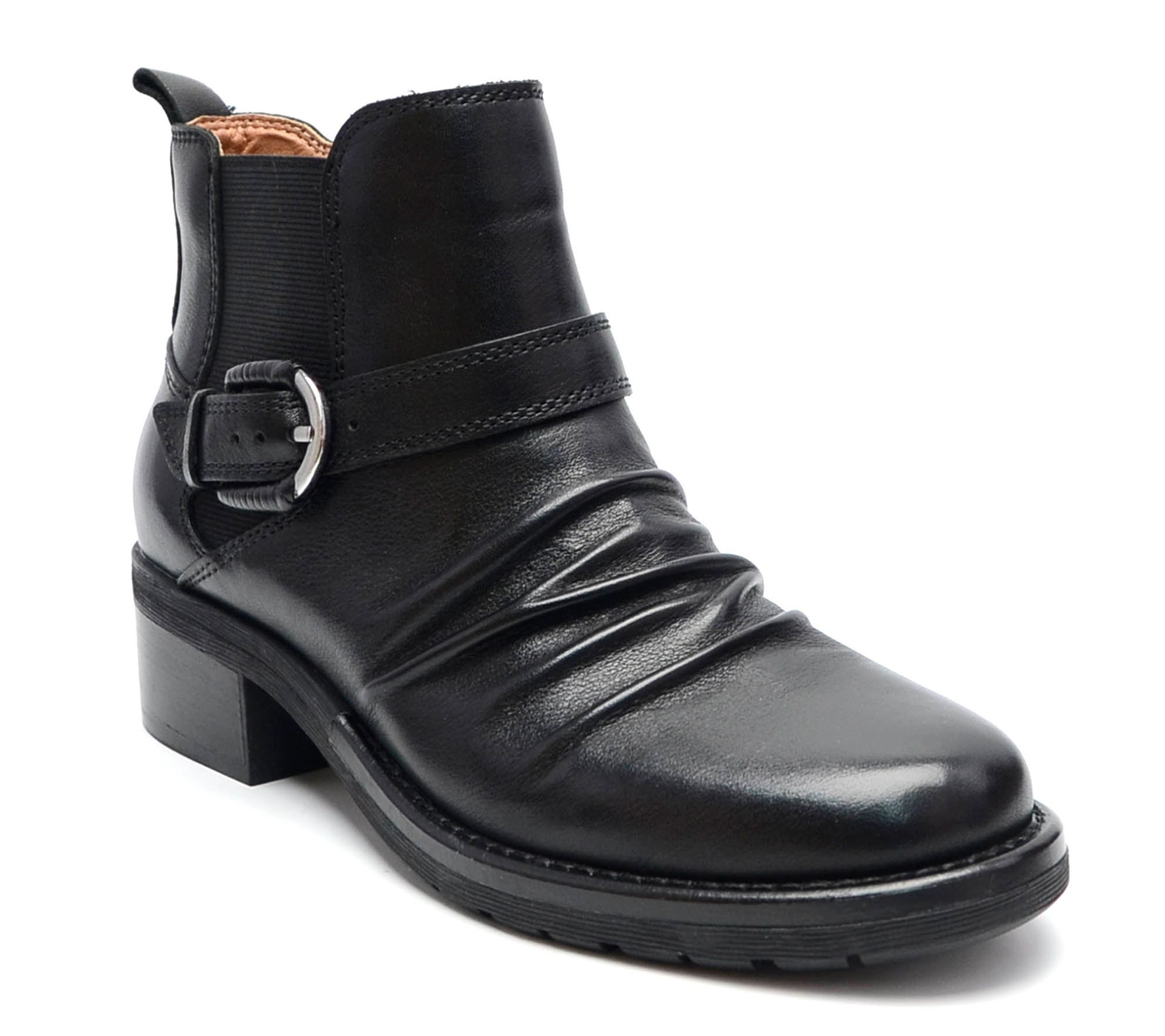 Earth Leather Ankle Boot with Buckle - Zane