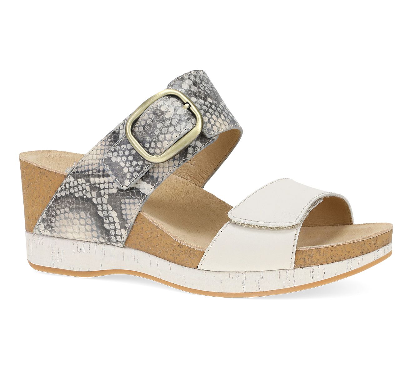Dansko Shannon Snake/Ivory Leather Wedge Sandal