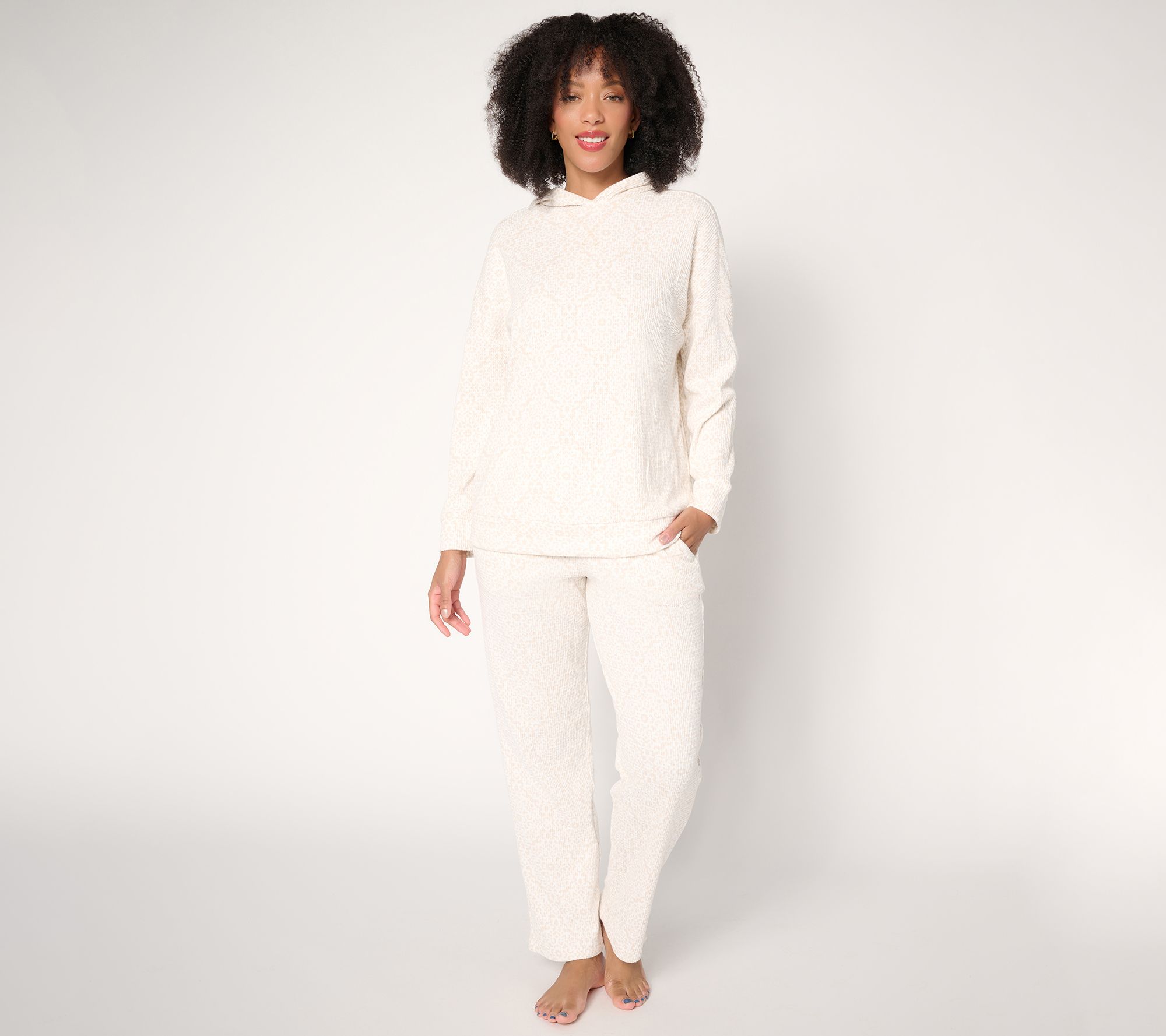 Berkshire Homewear Printed Chunky Waffle Hooded Lounge Set