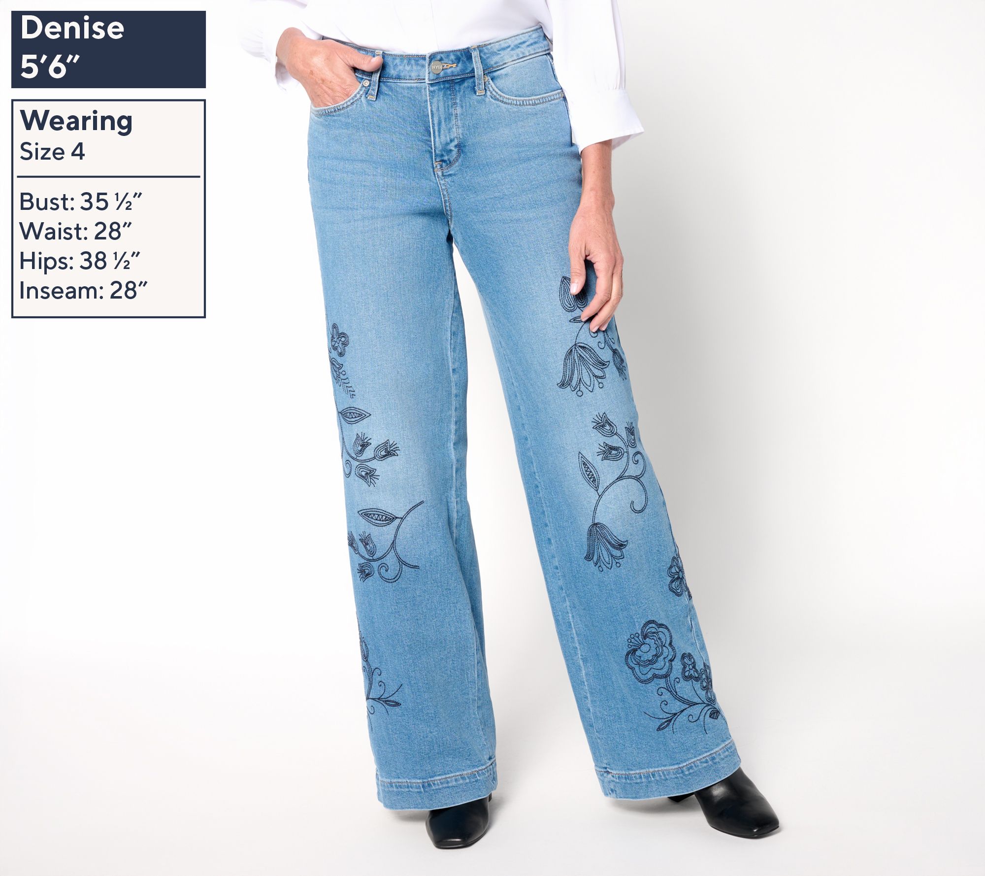 NYDJ Teresa Wide Leg Full Length Solid / Novelty Jeans - QVC.com