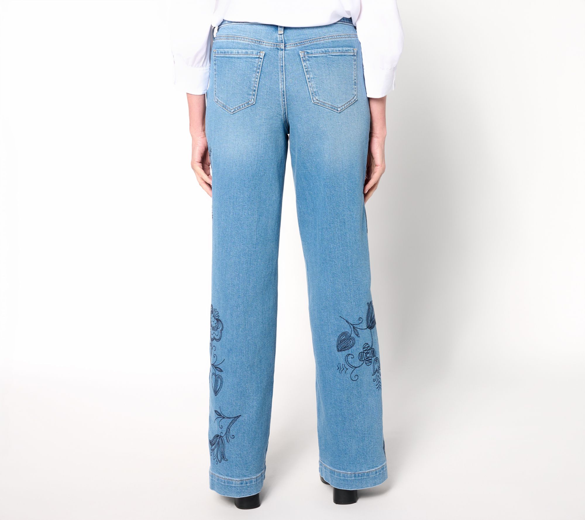 NYDJ Teresa Wide Leg Full Length Solid / Novelty Jeans - QVC.com