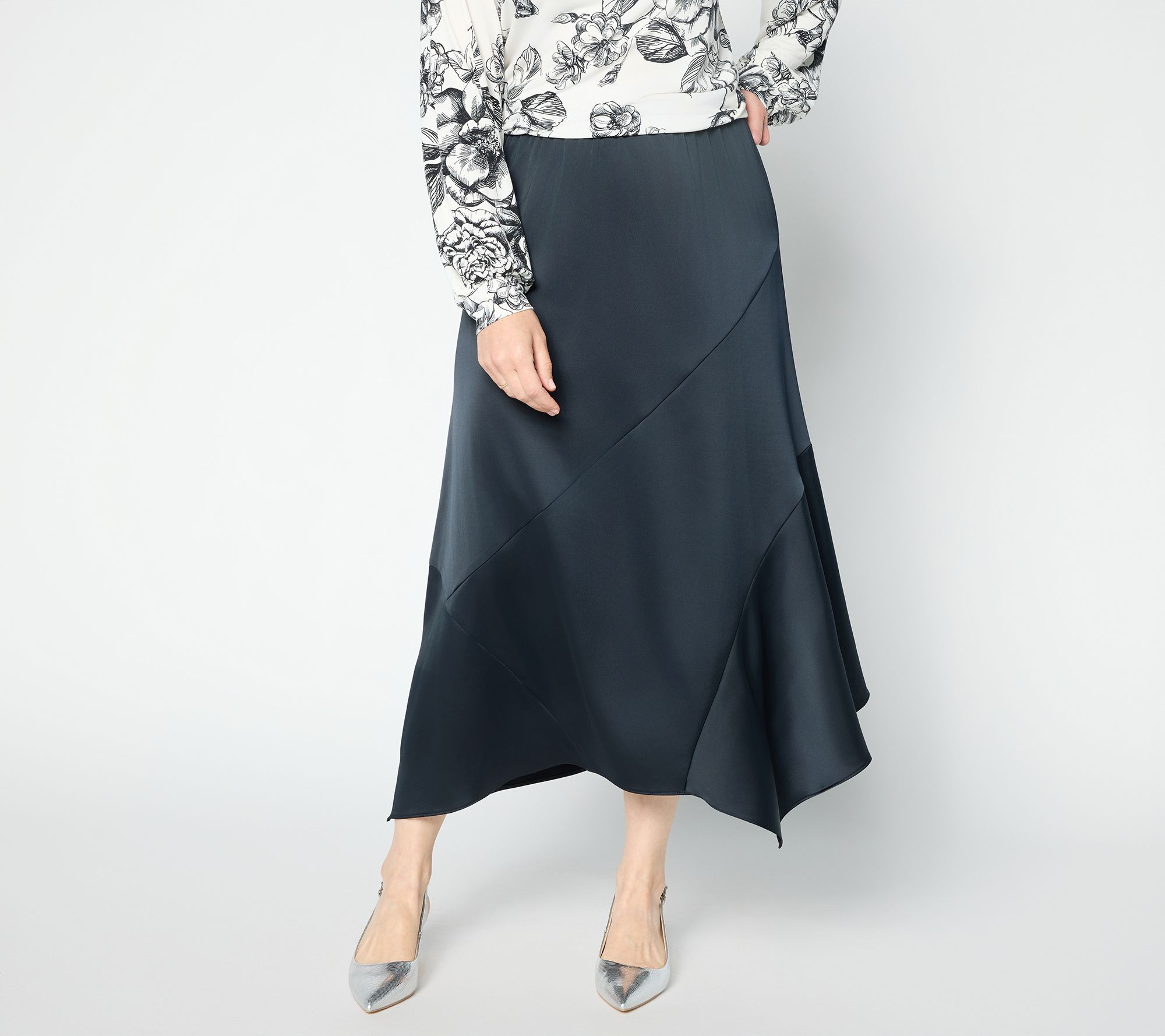 BEAUTIFUL by Lawrence Zarian Regular Pull-On Satin Midi Skirt