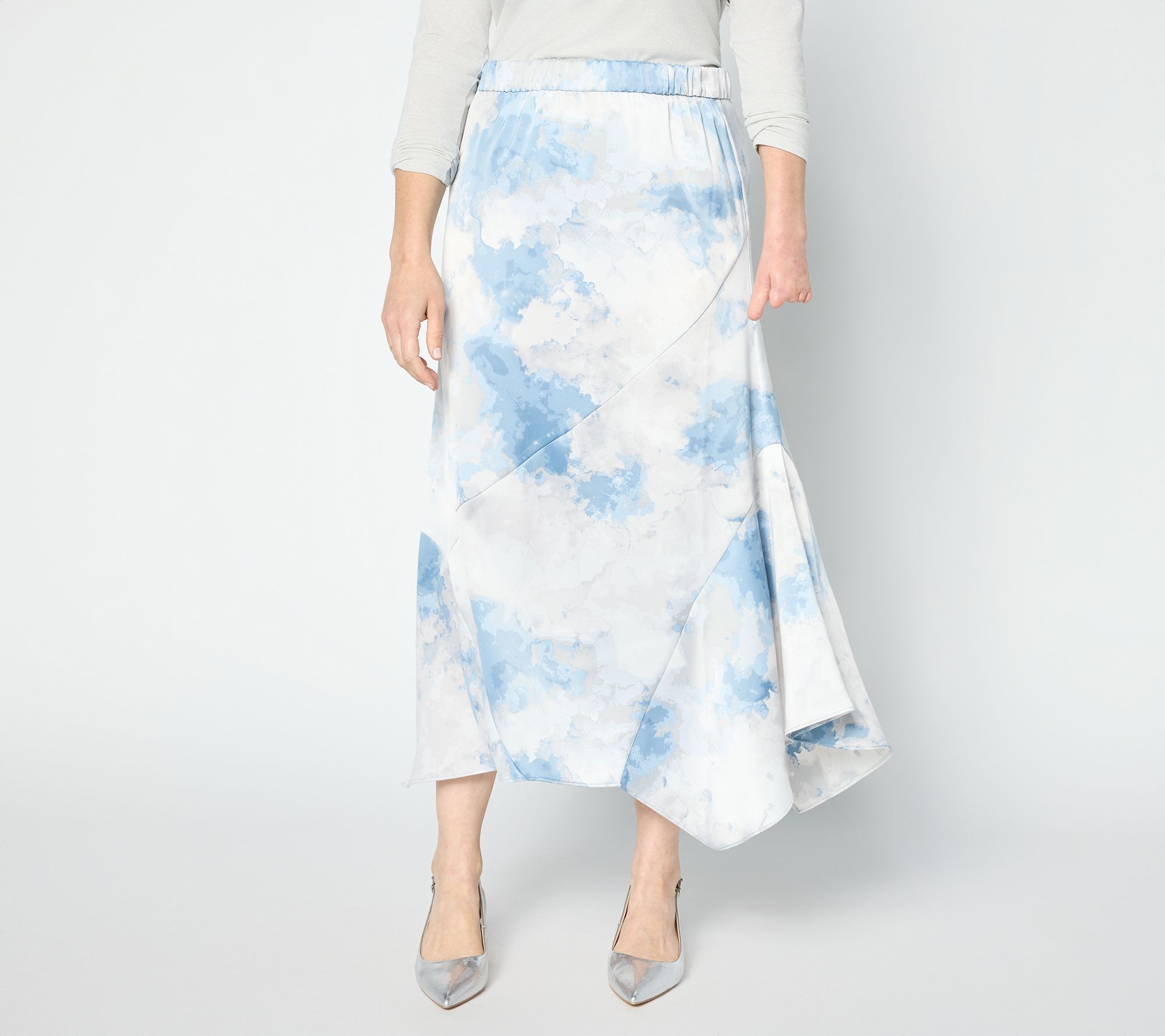 BEAUTIFUL by Lawrence Zarian Regular Pull-On Satin Midi Skirt