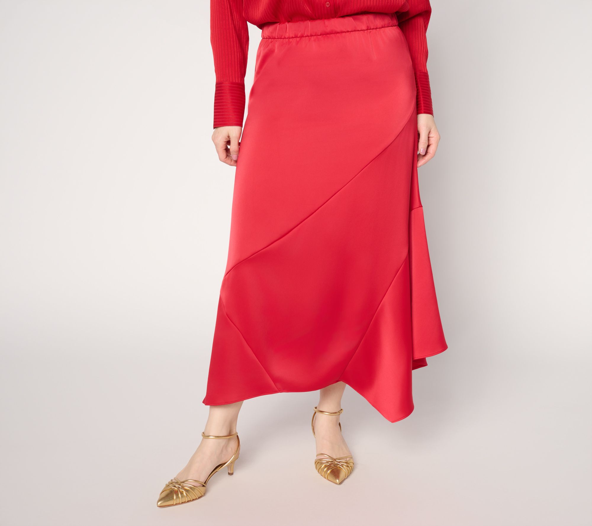BEAUTIFUL by Lawrence Zarian Regular Pull-On Satin Midi Skirt
