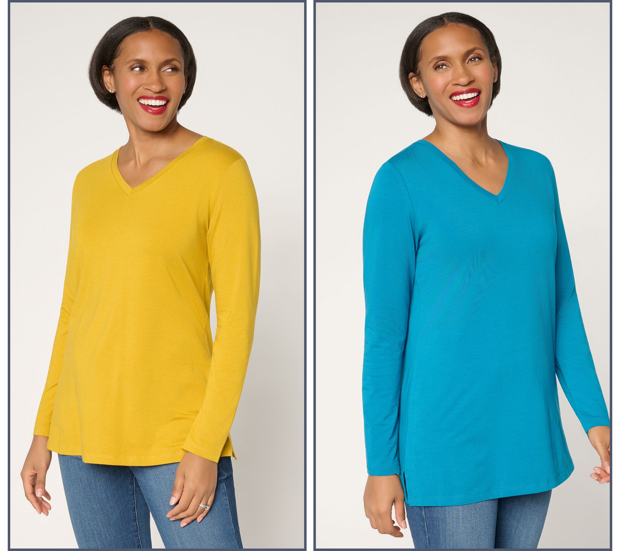 Denim & Co. Essentials Petite So Soft Jersey 2-Pack Tunics