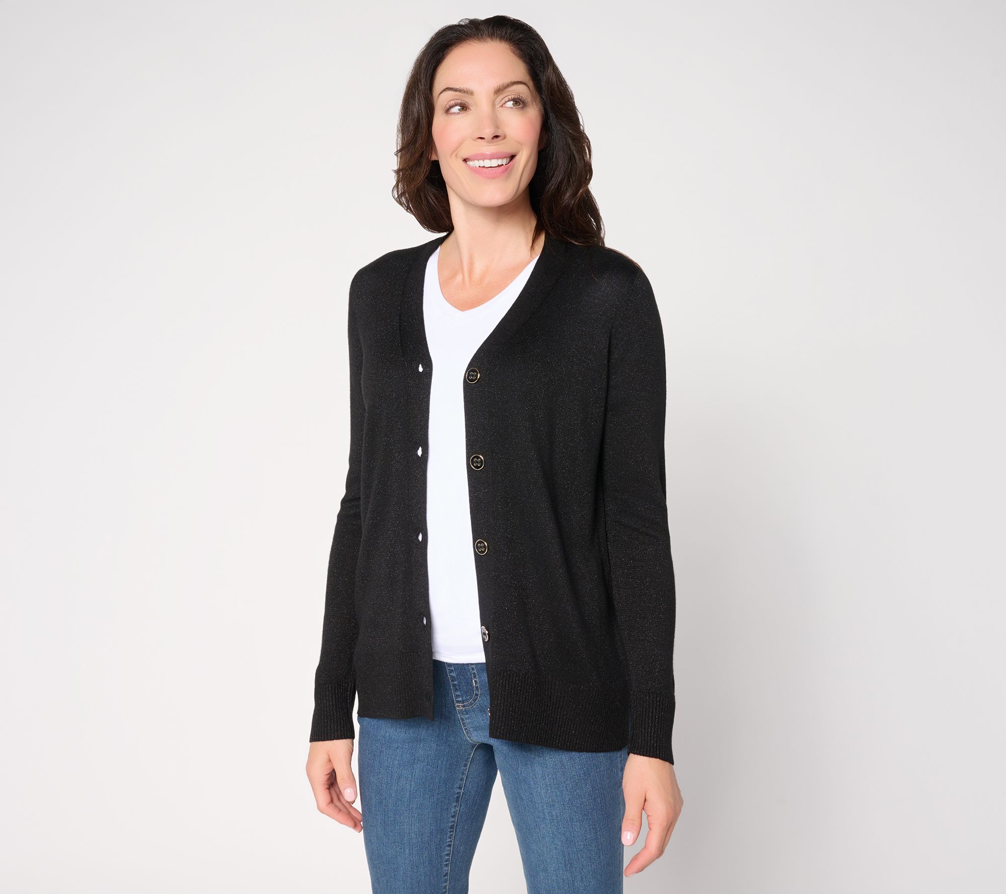 Jingle Belles by Kim Gravel Glam Lurex V-Neck Cardigan