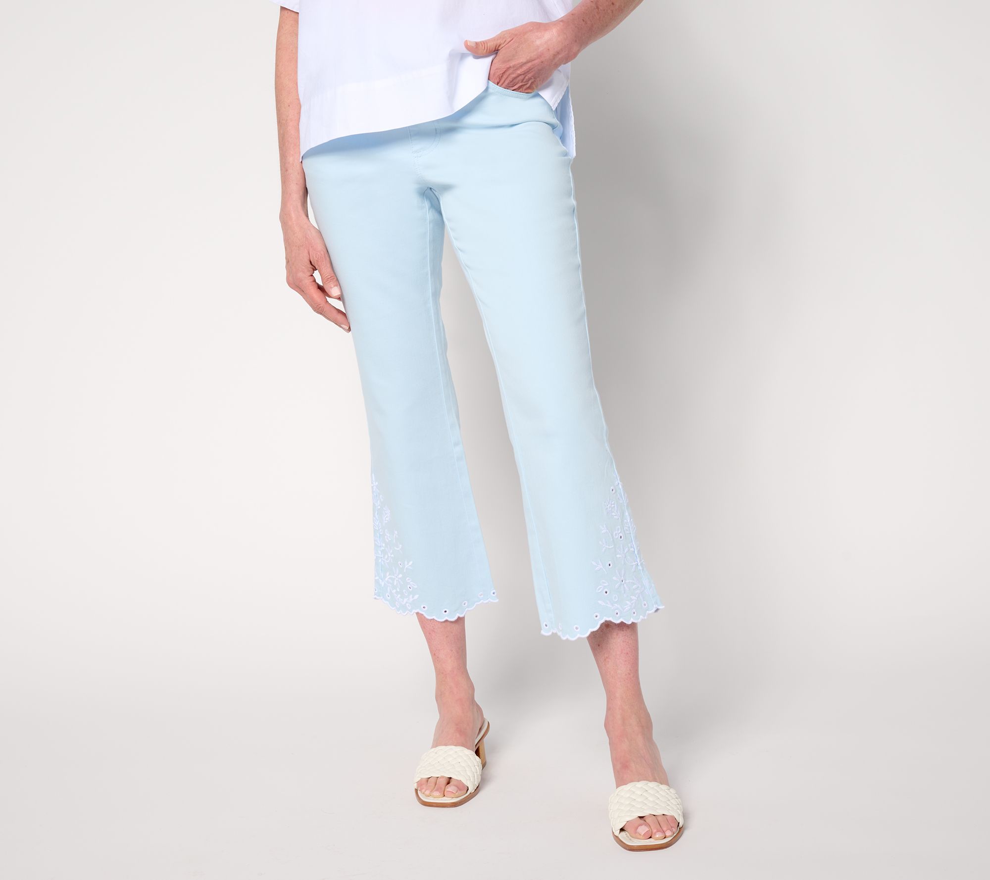 "As Is" Belle by Kim Gravel Pet TripleLuxe Twill Eyelet Cropped Jean