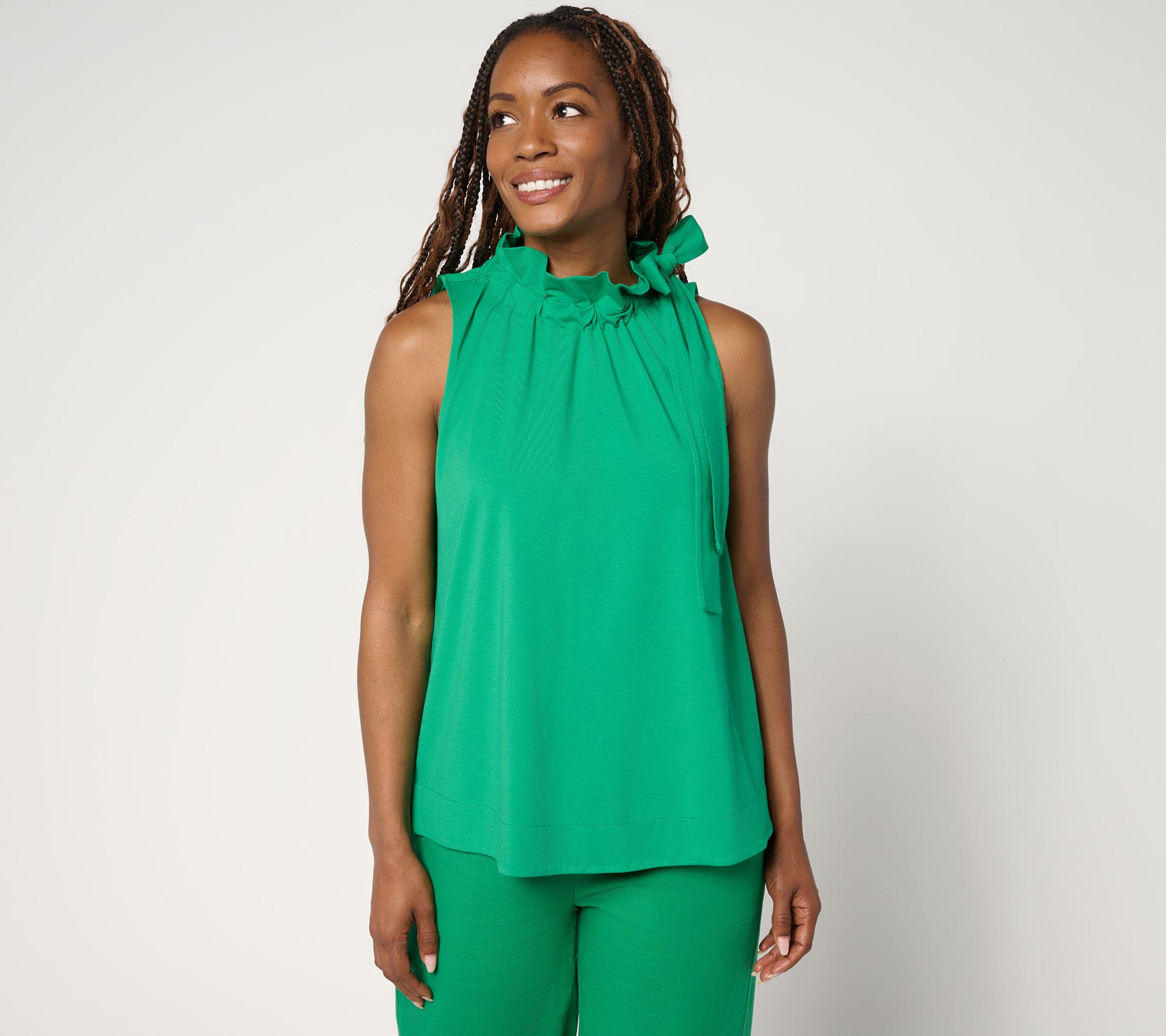 "As Is" by Stacy London Cotton Jersey Sleeveless Bow Top