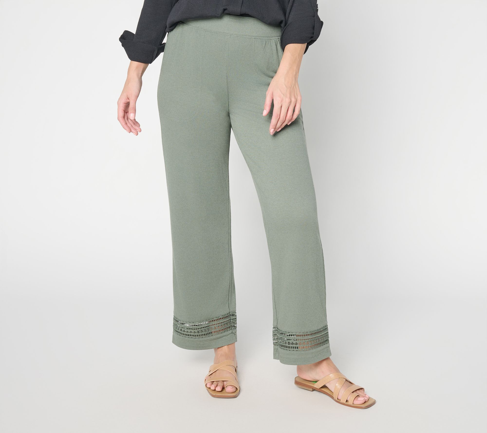 Denim & Co. Beach Knit Gauze Ankle Pants