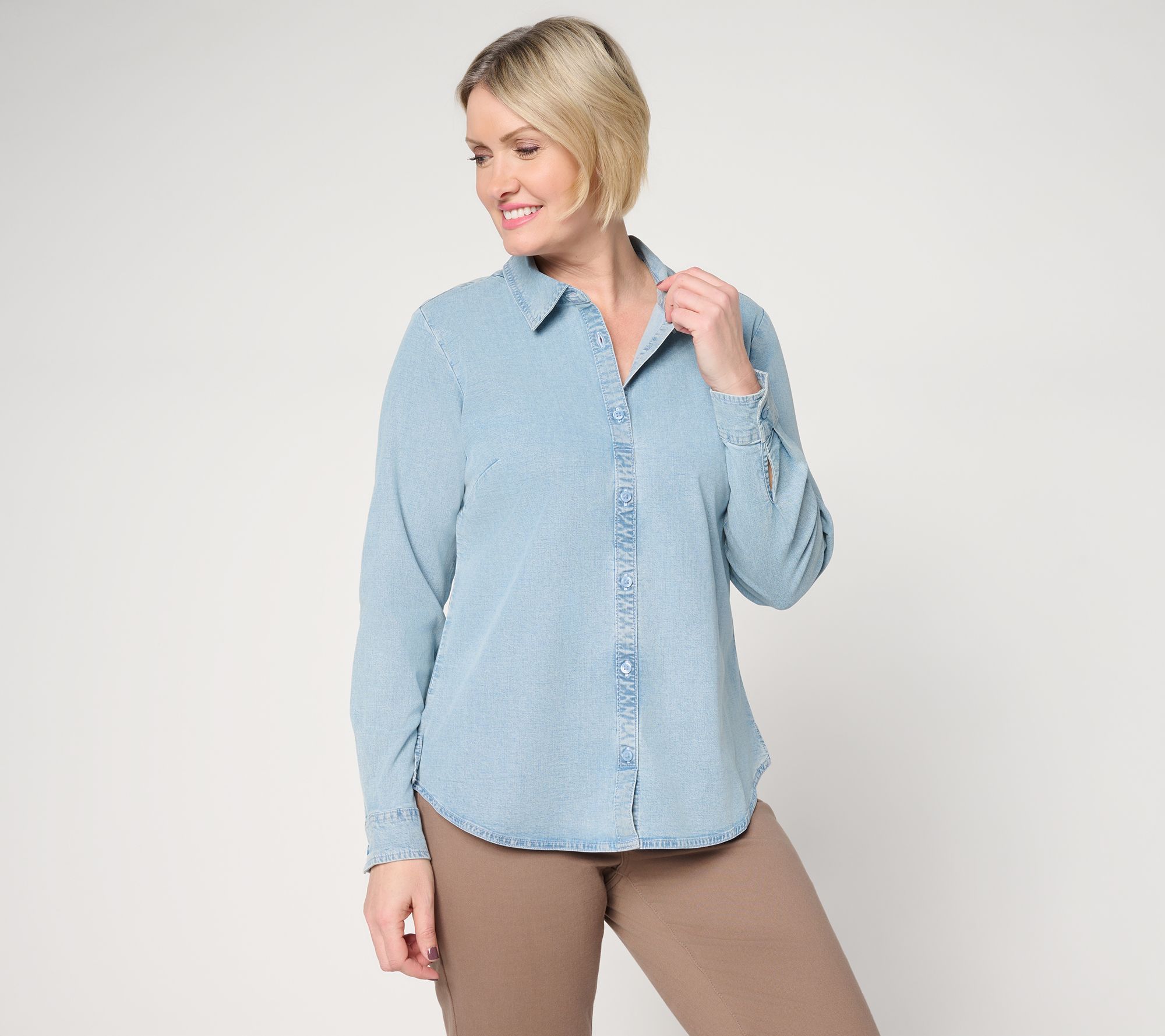 Joan Rivers No Gap Denim Pull-Over Girlfriend Shirt