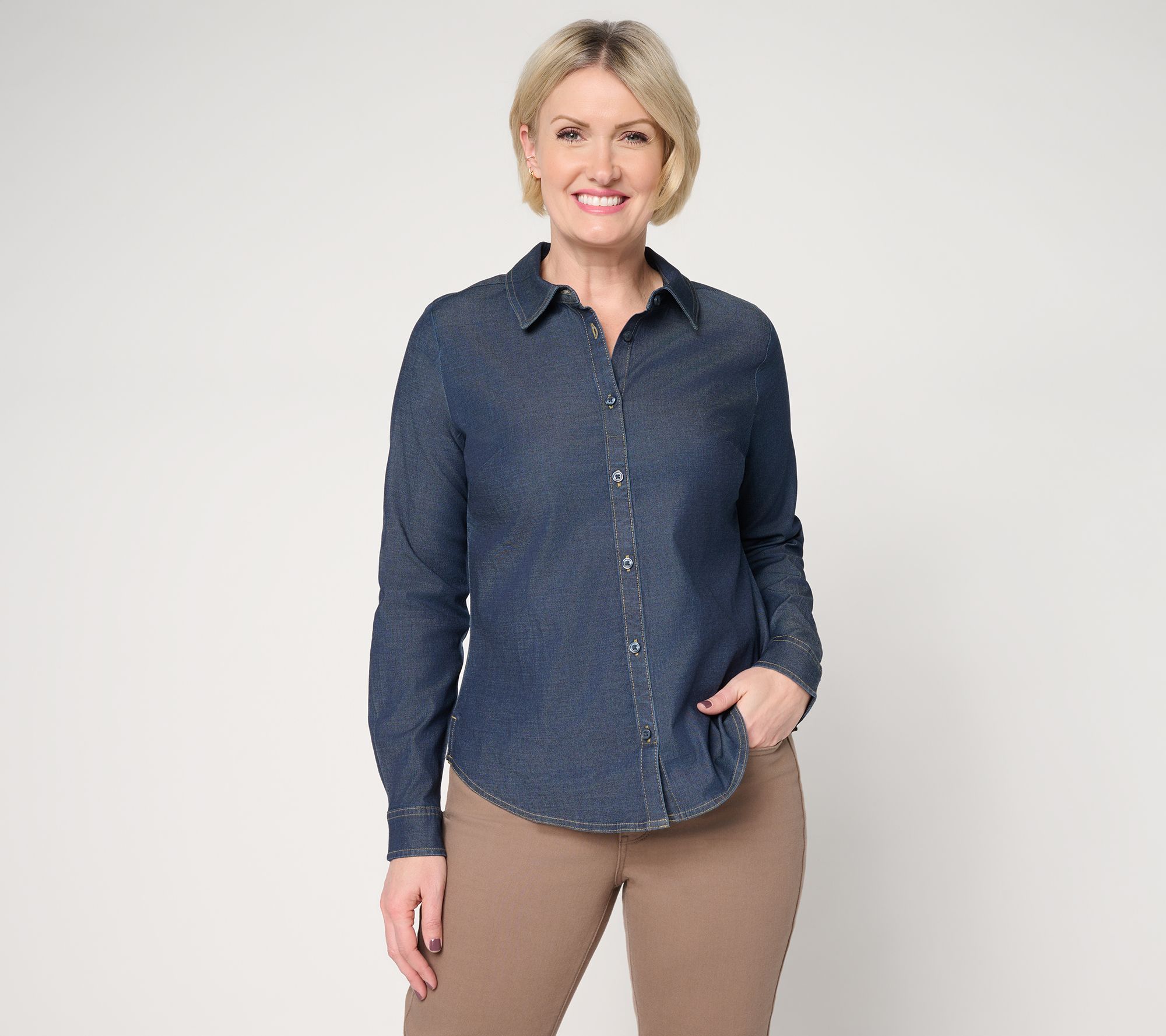 Joan Rivers No Gap Denim Pull-Over Girlfriend Shirt
