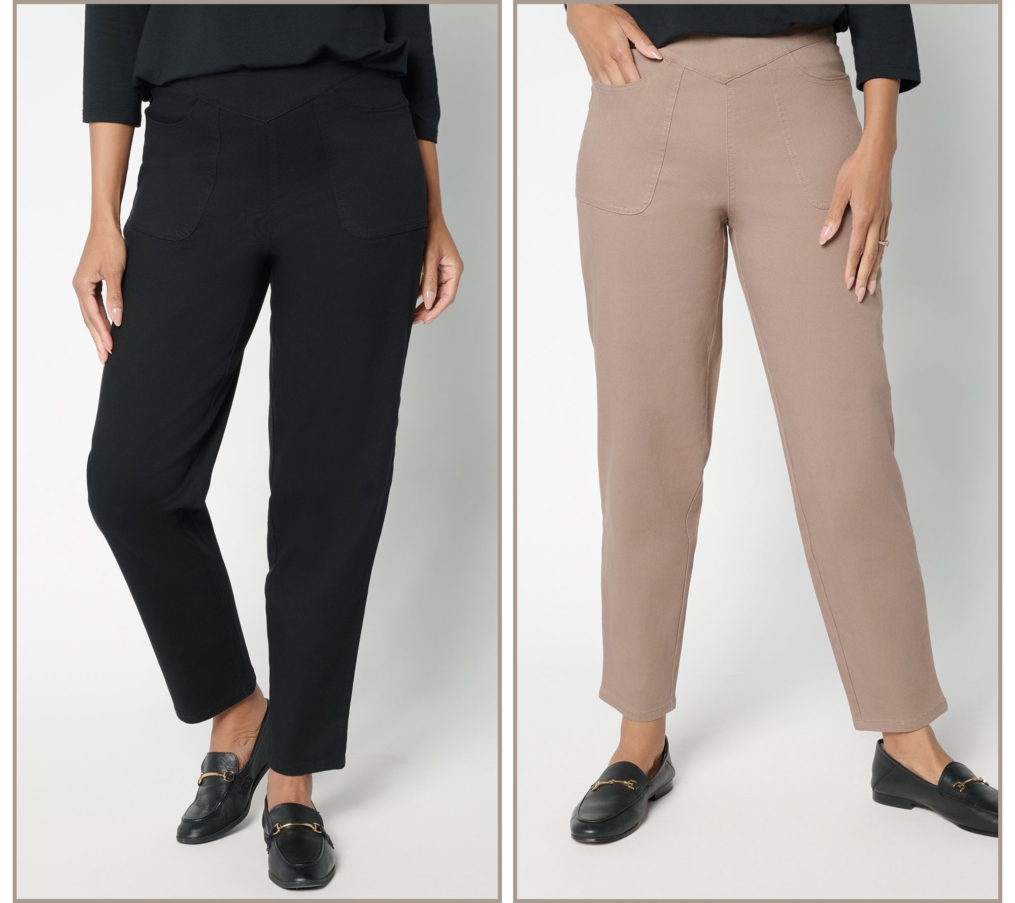 "As Is" Denim & Co Petite "How Timeless" Ankle & Full Length Pant Set