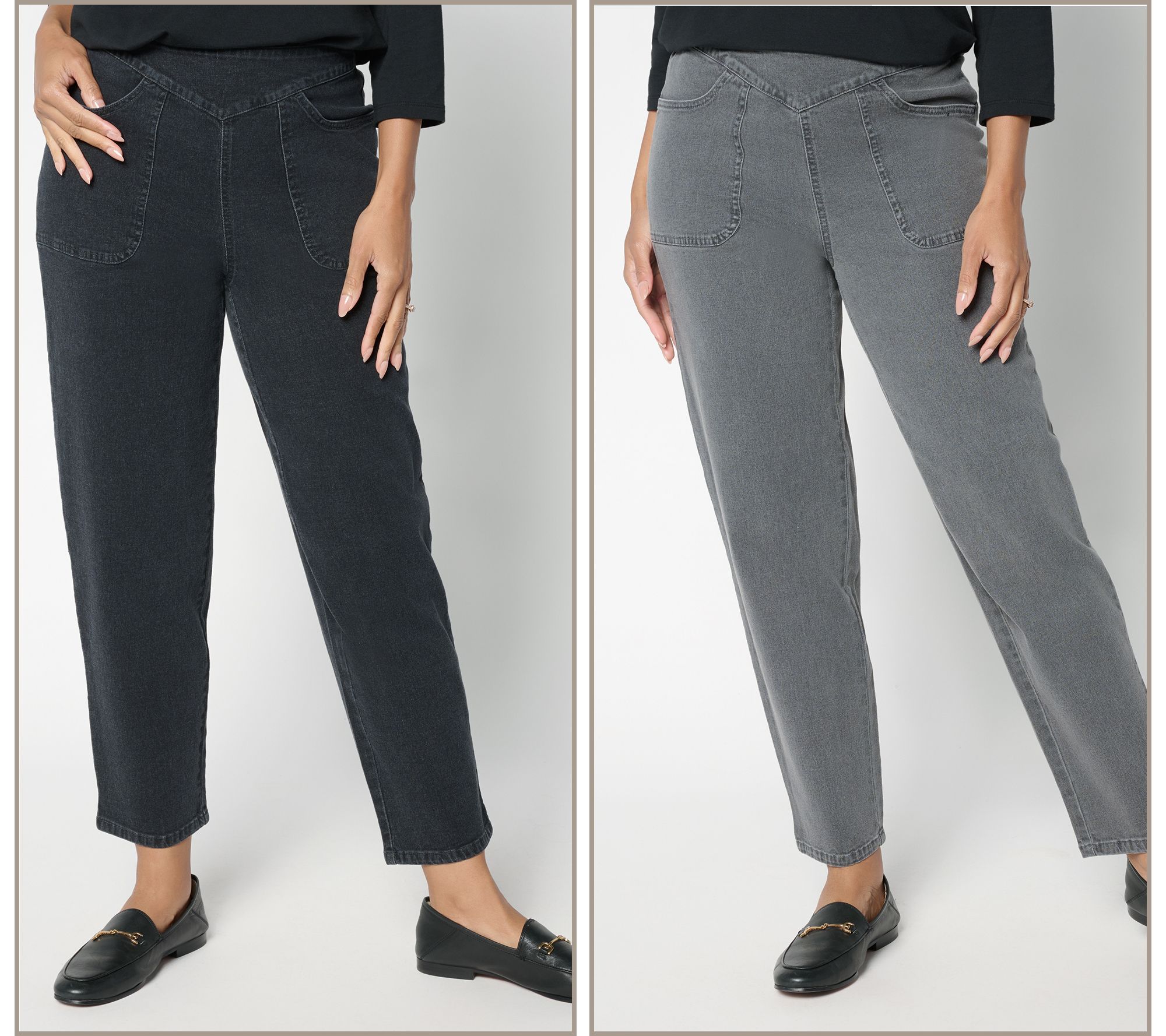 "As Is" Denim & Co Petite "How Timeless" Ankle & Full Length Pant Set